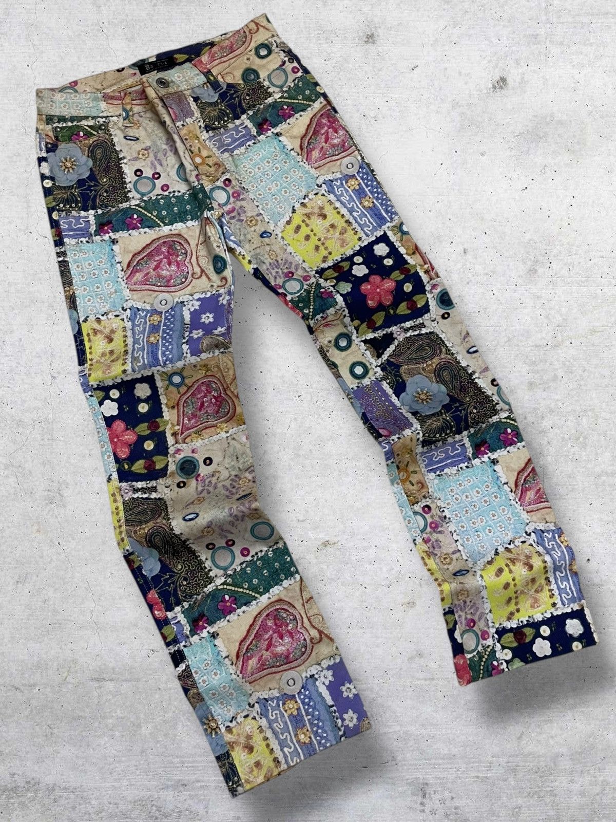 Japanese Brand BA-TSU 1990S JAPAN DESIGNER ARTWORK FLORAL FULLPRINT PANT Size US 28 / EU 44 - 2 Thumbnail