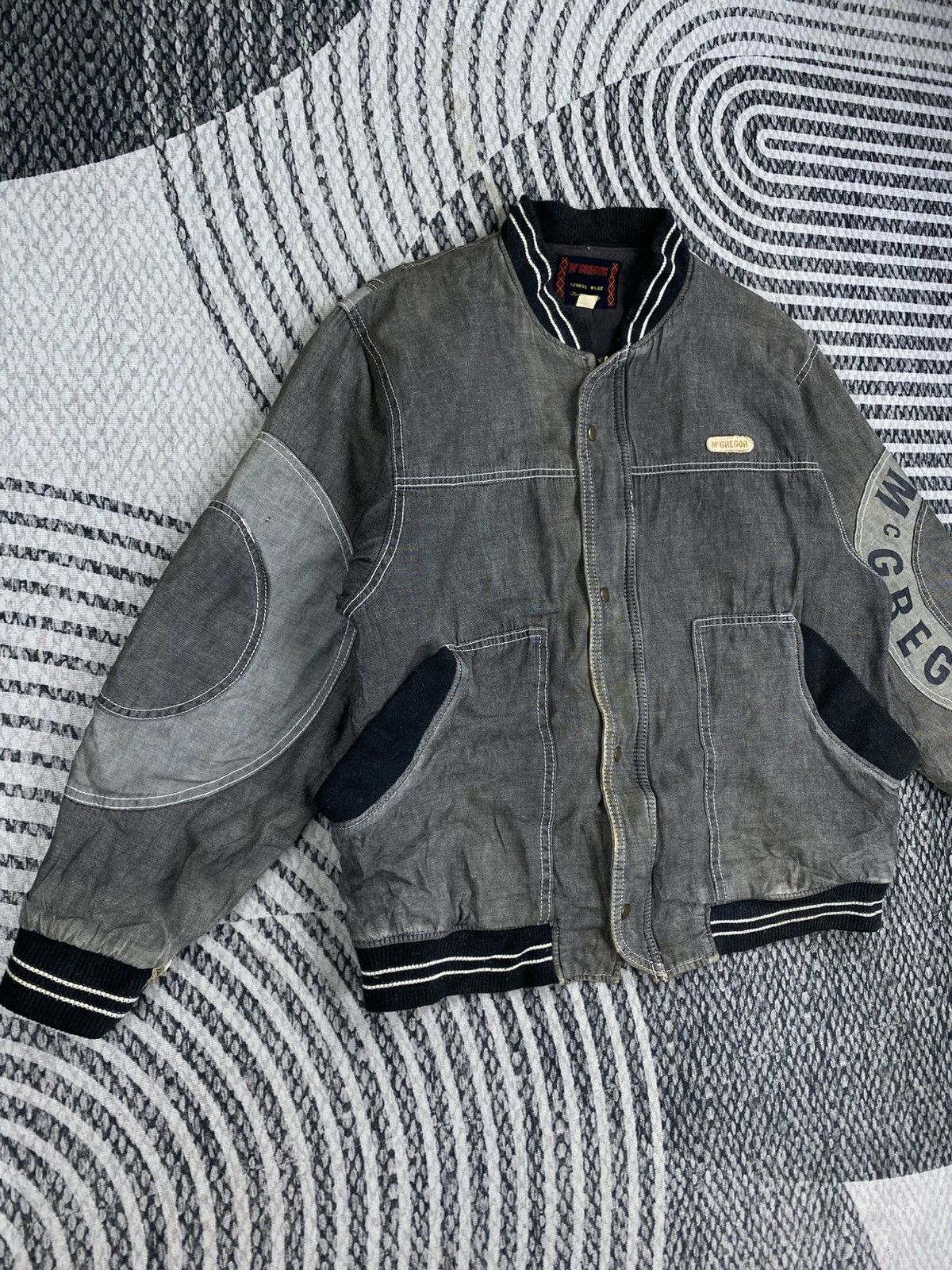 McGregor Vintage 90s McGregor Denim Big Spell On Sleeve Bomber Jacket Size US M / EU 48-50 / 2 - 4 Thumbnail