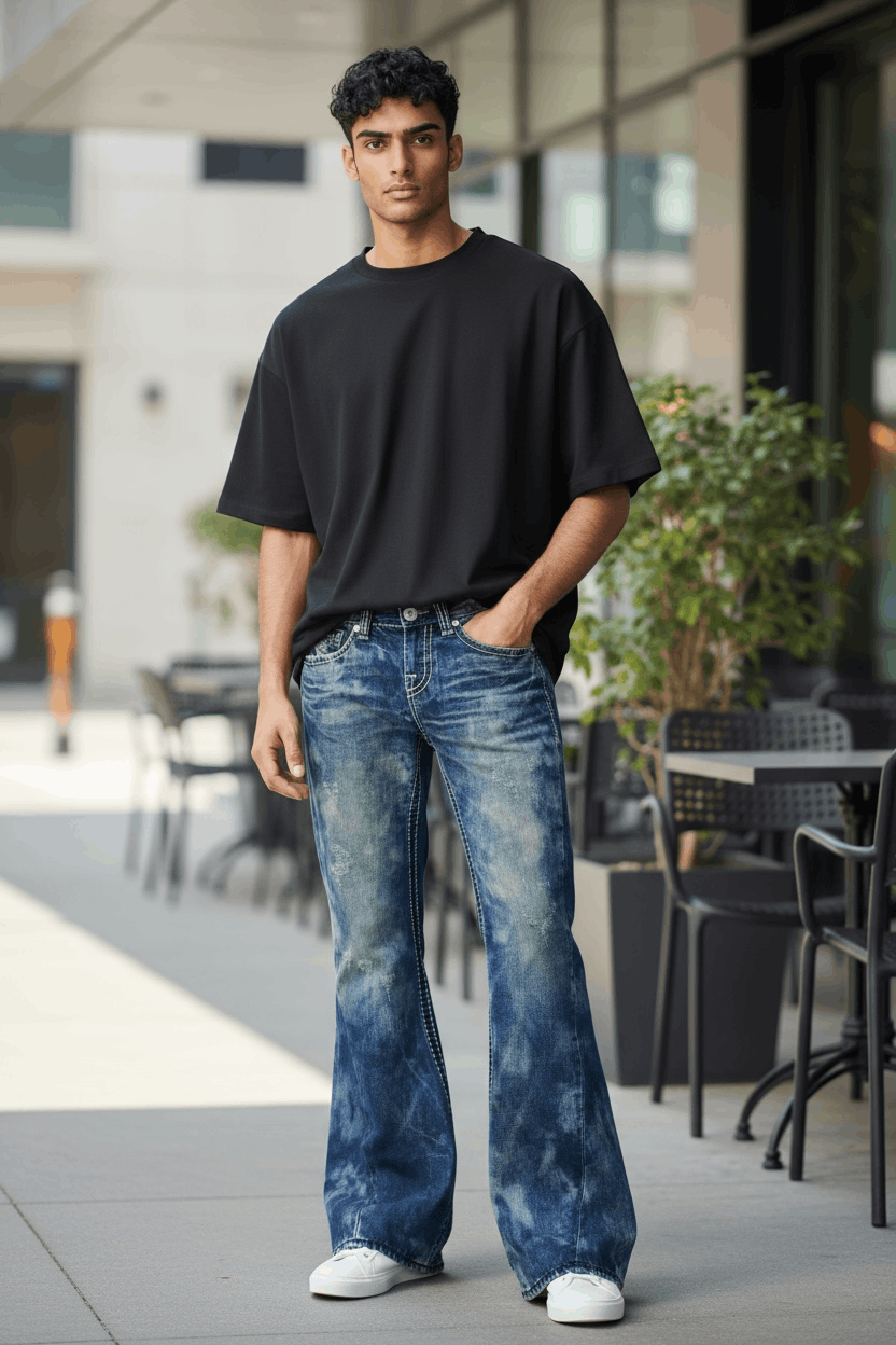 BUCKAROO SICK FLARE🔥Indigo Mudmax Bleachwash Big Stitching Denim Size US 29 - 1 Thumbnail