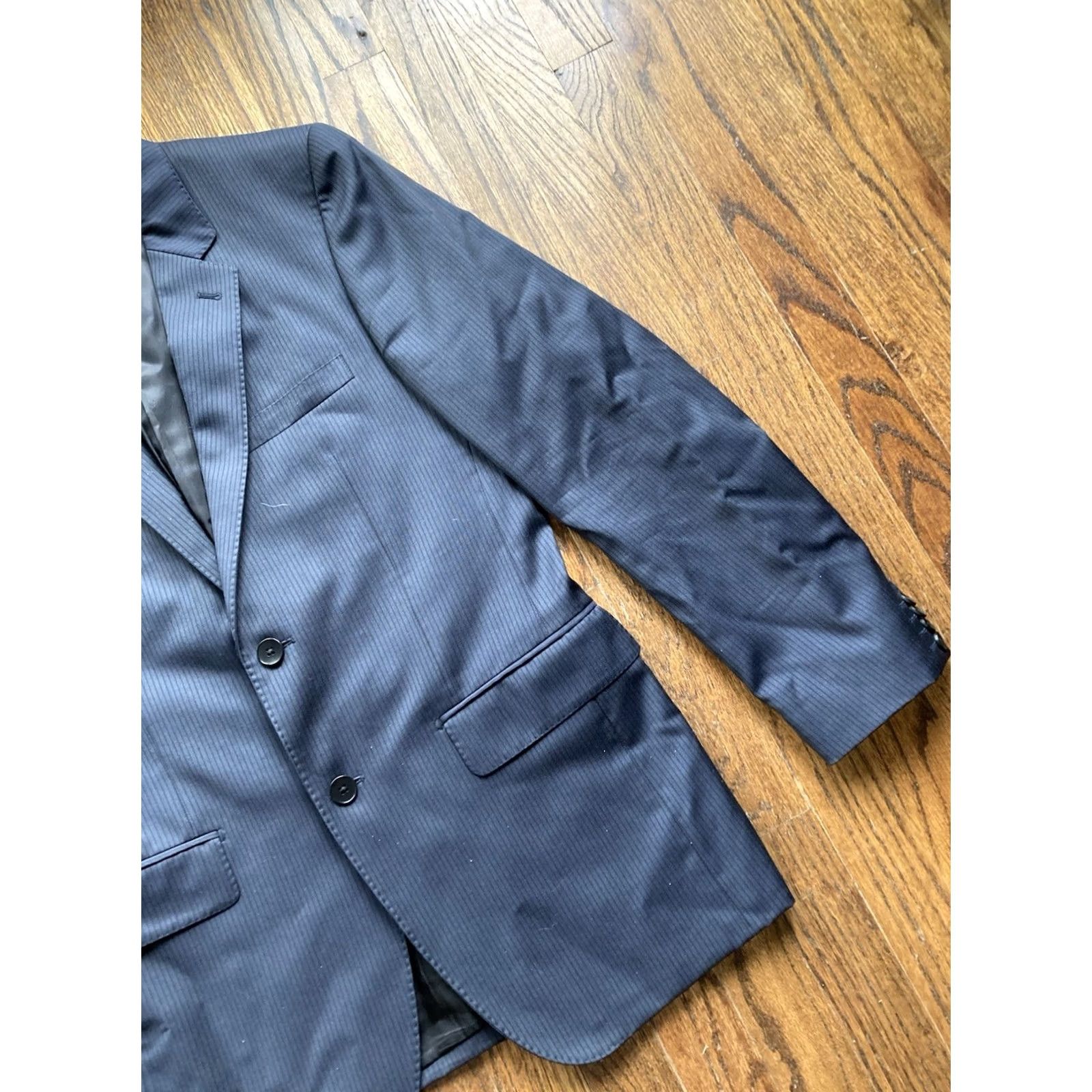 Theory Theory Blazer Mens Two-Button Jacket Navy Blue Wool 38R Notch Lapel Suit Coat Regular Length Jacket/Coat Mens (38R) Size 38R - 3 Thumbnail