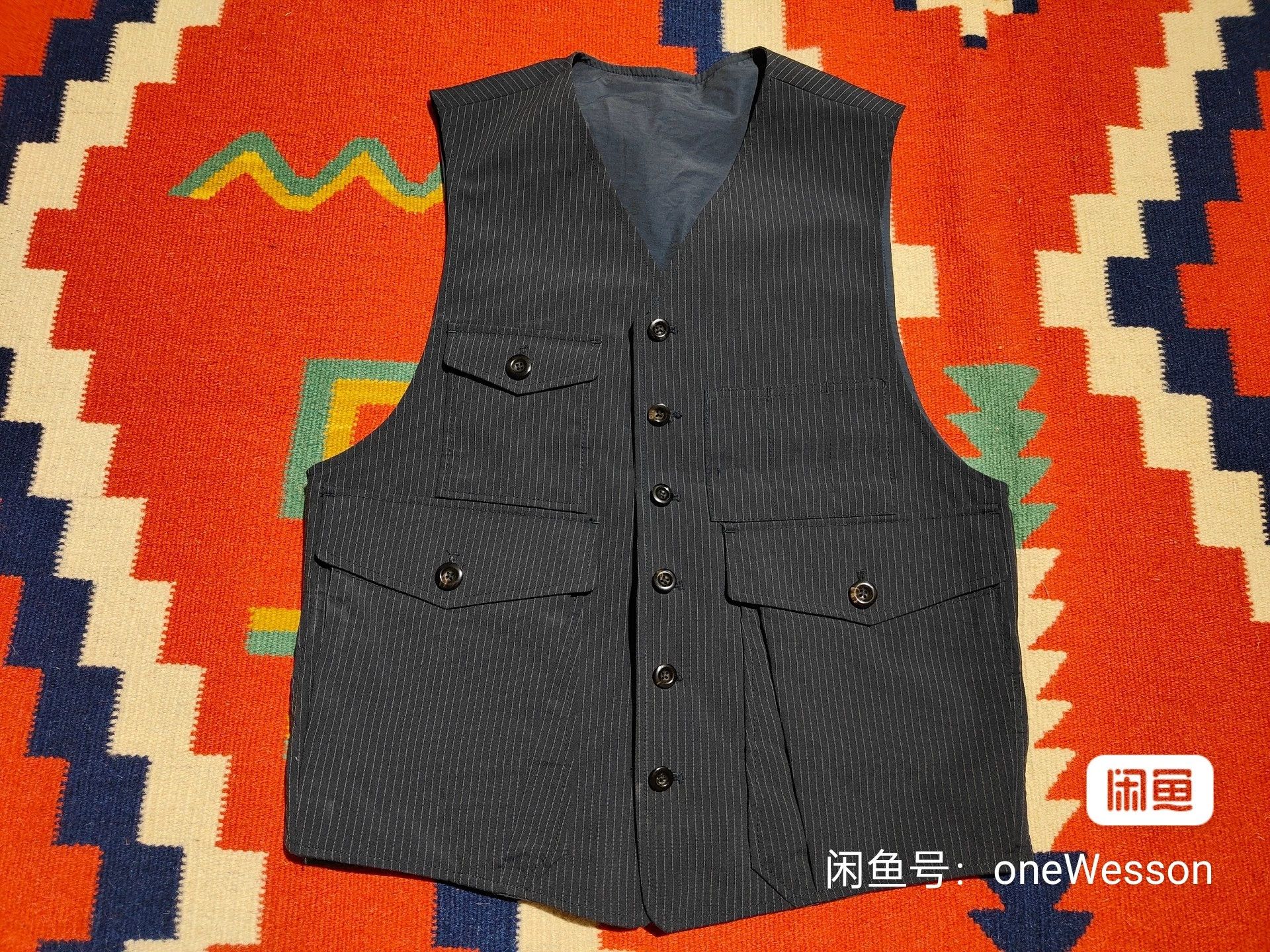 RRL Ralph Lauren Reversible Striped Work Vest for Men Size US M / EU 48-50 / 2 - 1 Thumbnail