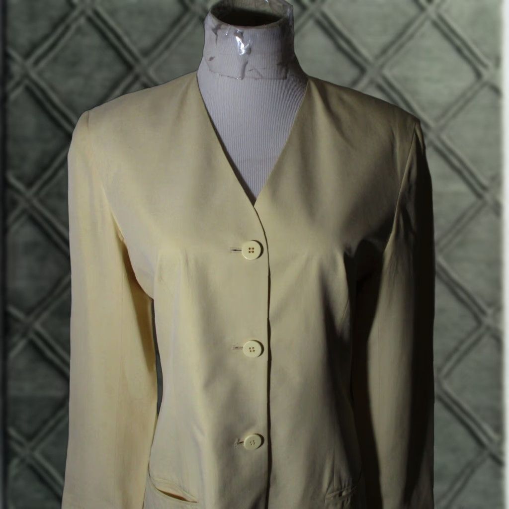 Ann Taylor ANN TAYLOR Jacket Women's 100% Silk Maze Yellow Size 6 Size M / US 6-8 / IT 42-44 - 1 Thumbnail