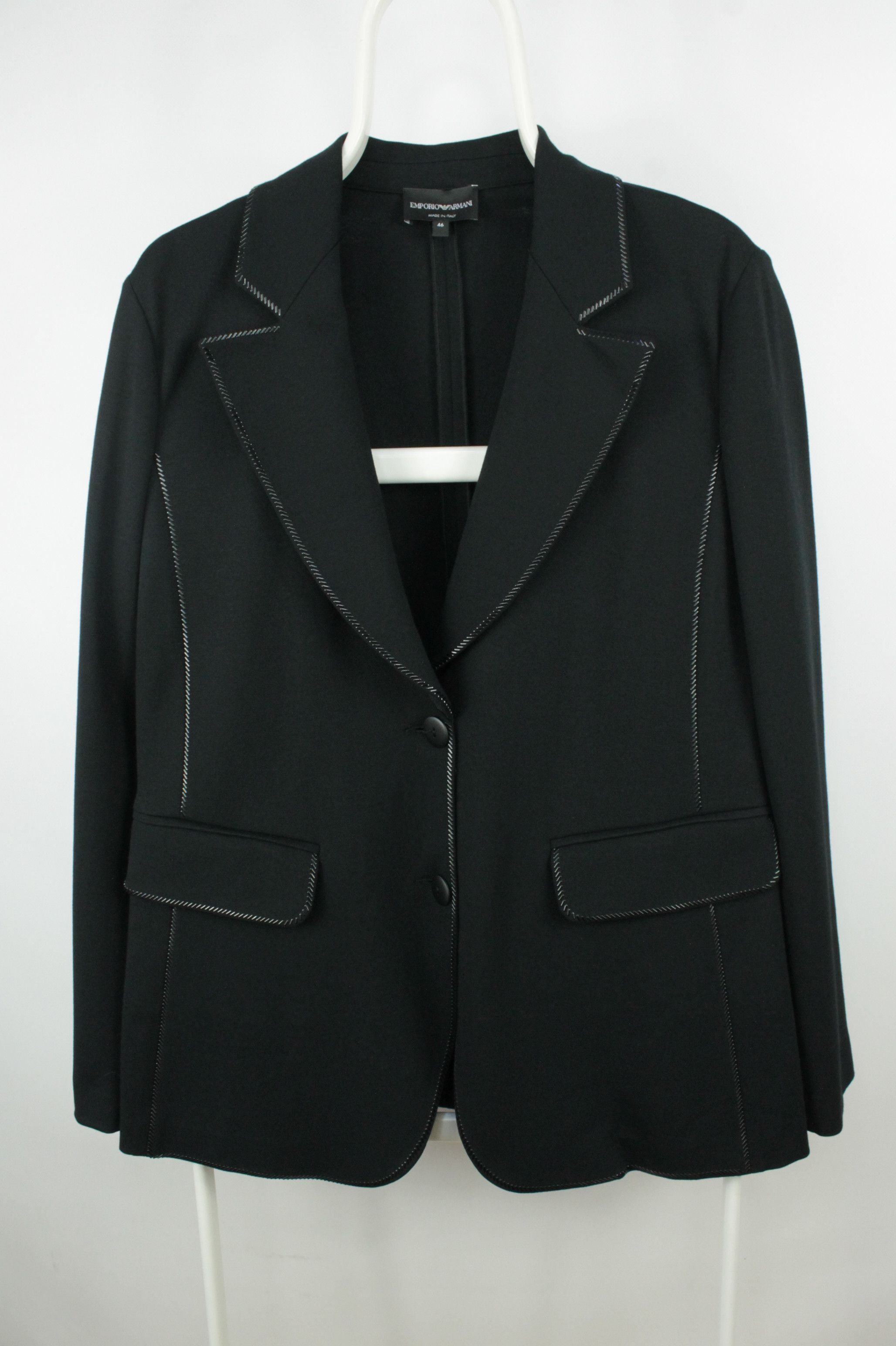 Emporio Armani Emporio Armani Zip-Trim Techno Cady Black Stretch Blazer Size L / US 10 / IT 46 - 5 Thumbnail