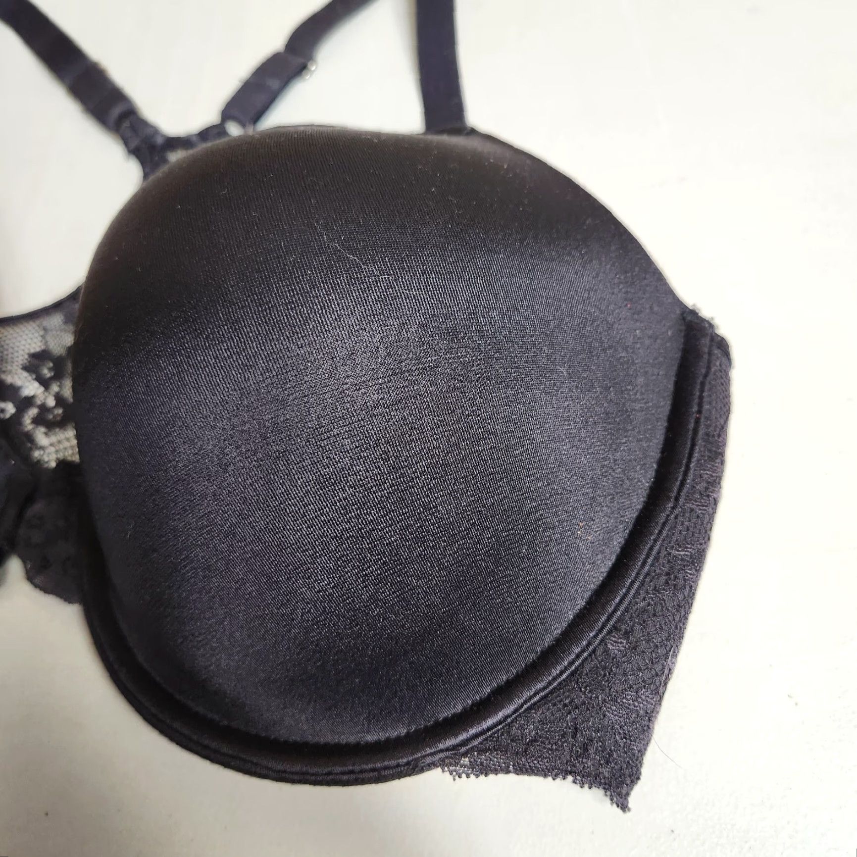Vintage Maidenform One Fab Fit Bra Shirt Racerback Full Coverage 38DD Black Womens Regular DD Front Closure Lace RN 07112 Size ONE SIZE - 4 Thumbnail