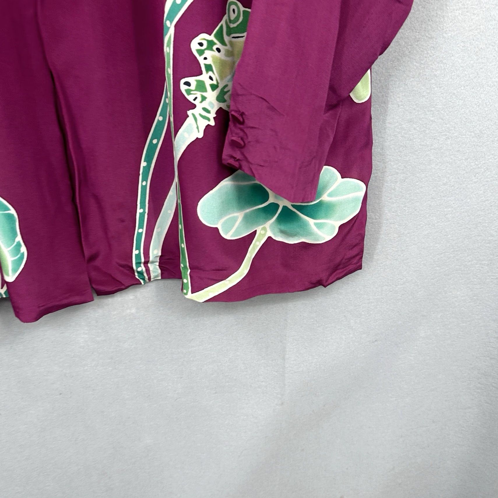 MILLY VINTAGE Art Waves Blouse 2XL Purple Bohemian Silk Wearable Art 90s Theme Womens Size XXL / US 16-18 / IT 52-54 - 4 Thumbnail