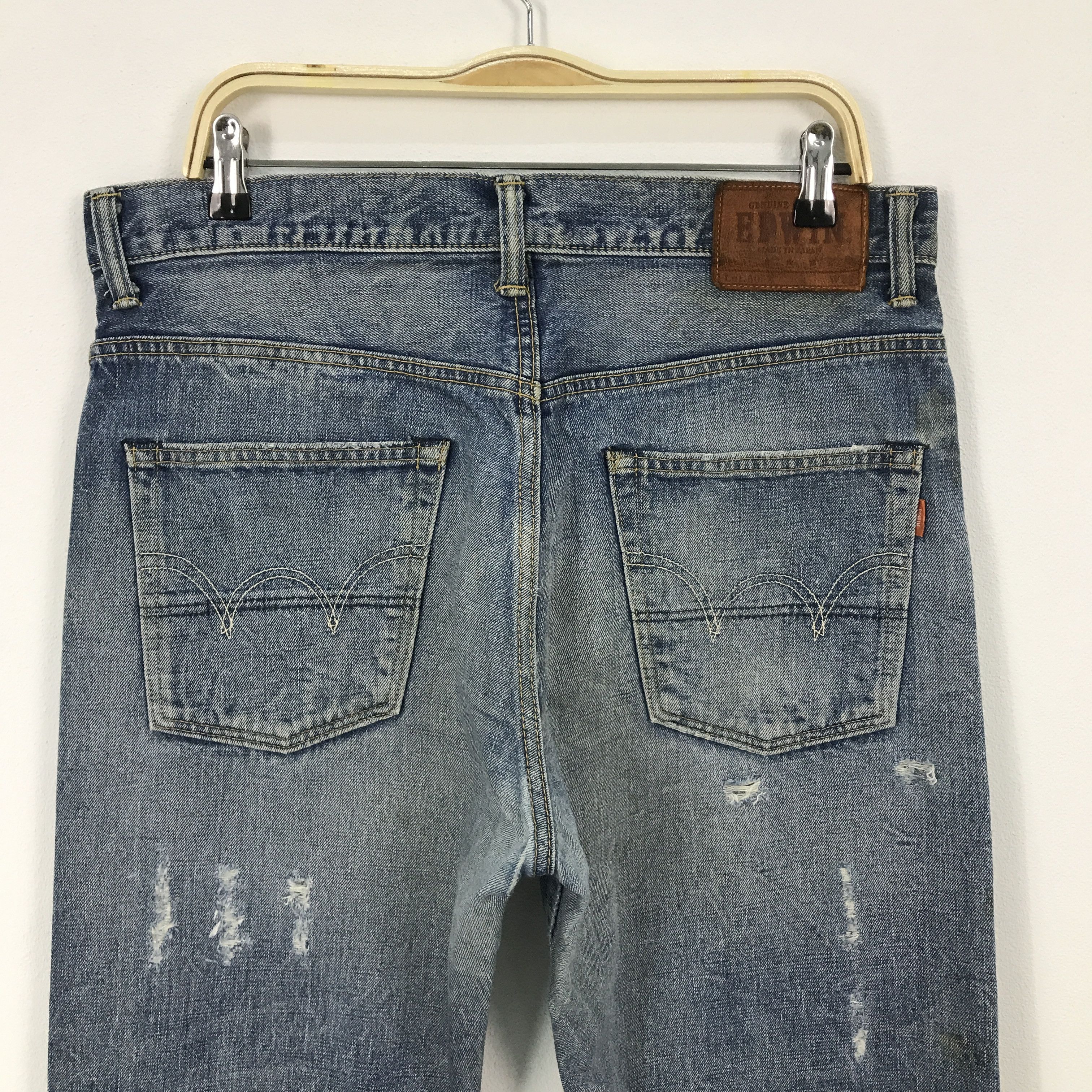 Edwin × Japanese Brand Baggy style edwin distressed jean pants Size US 32 / EU 48 - 5 Thumbnail