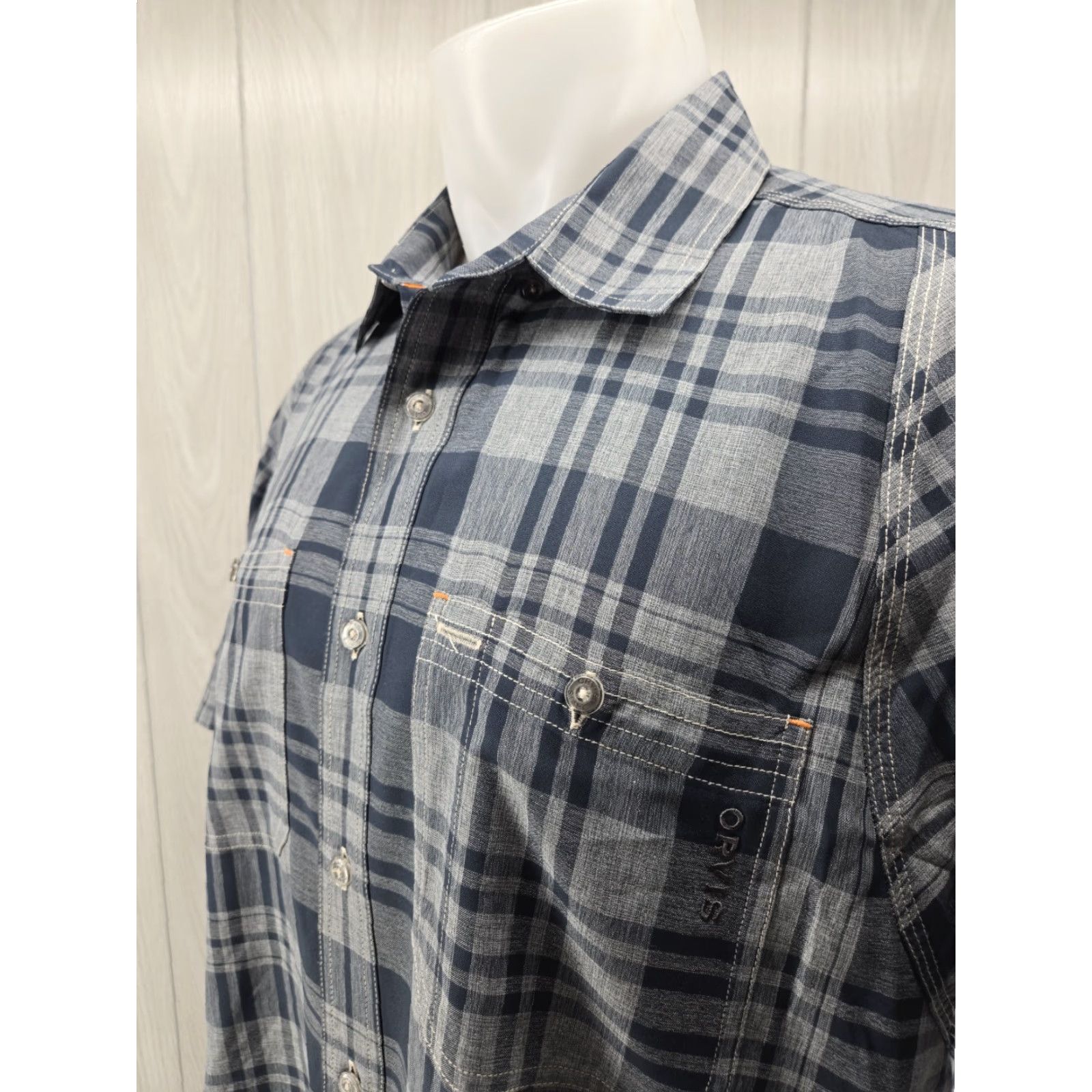 Orvis Orvis Active Fit Button Up Short Sleeve Shirt Blue Plaid Large Polyester Men’s Pepperdine? Size US L / EU 52-54 / 3 - 5 Thumbnail