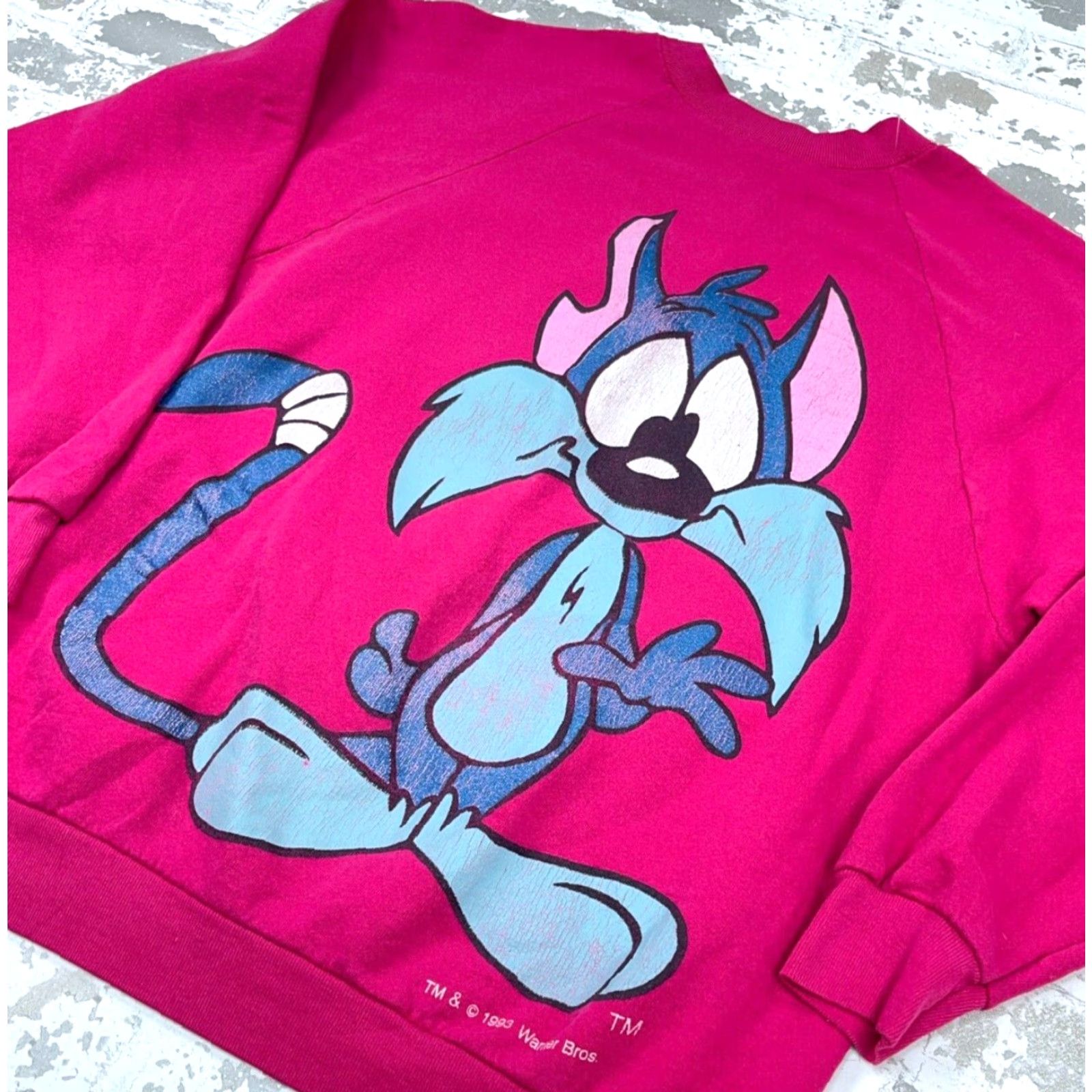 Vintage VINTAGE Warner Bros. Looney Tunes Sweatshirt Unisex Adults XL Pink Crew Neck Calamity Coyote AOP 90s Sweatshirt Size US XL / EU 56 / 4 - 4 Thumbnail
