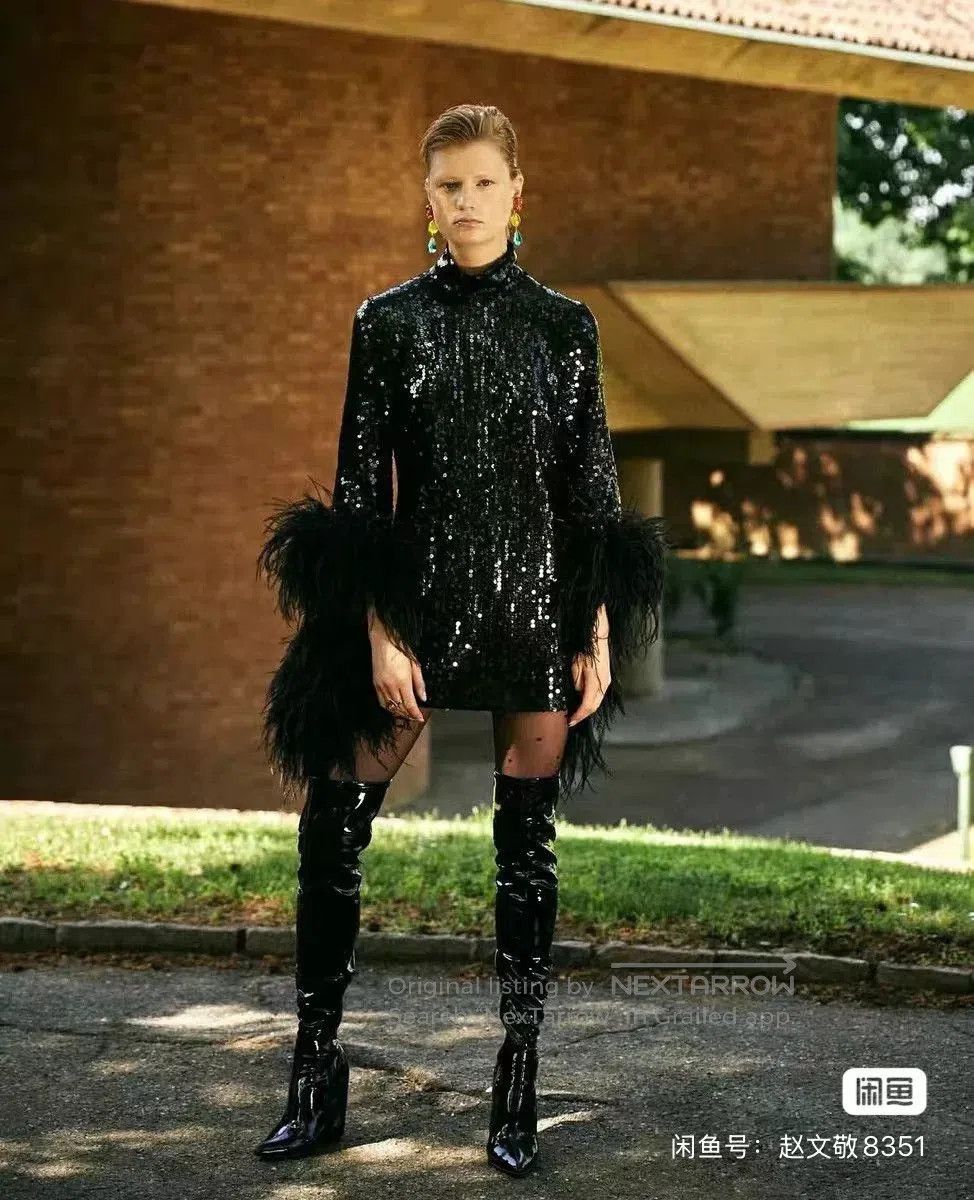 Other Taller Marmo Sequin Feather Mini Dress. Size L / US 10 / IT 46 - 8 Thumbnail