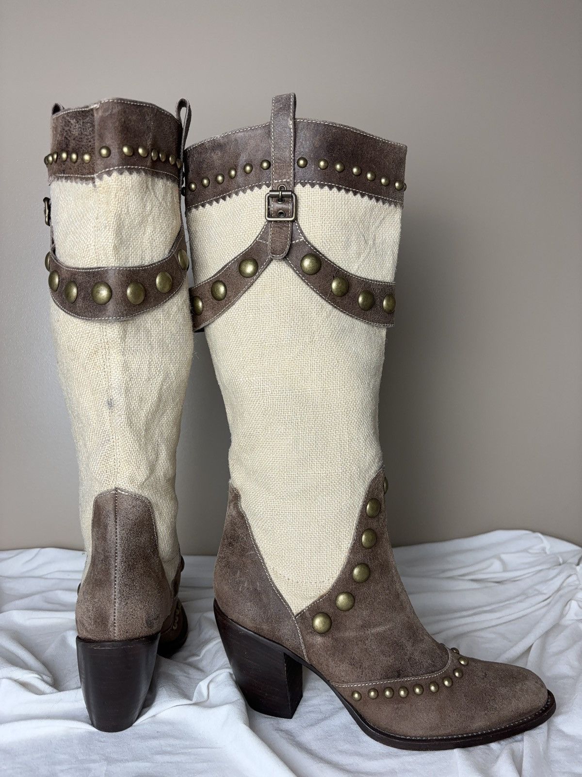 Vintage Italian leather 90s Cossacks high boots cowboy vintage shoes Size US 6 / IT 36 - 4 Thumbnail