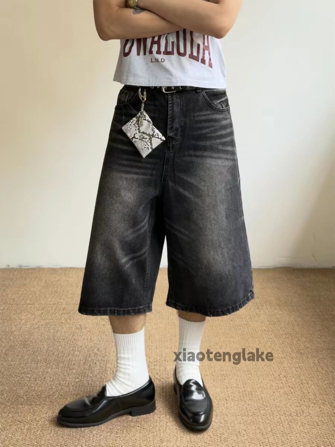 パンツ Washed Distresed Denim Shorts opium swag Jean xtl Washed faded distressed wide flared opium shorts | Grailed