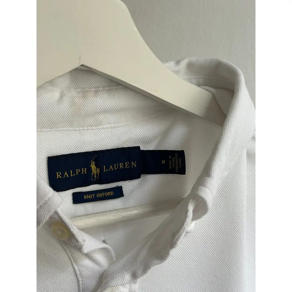 Polo Ralph Lauren Ralph Lauren White Knit Oxford Polo Shirt (Classic Logo) Size US M / EU 48-50 / 2 - 9 Thumbnail