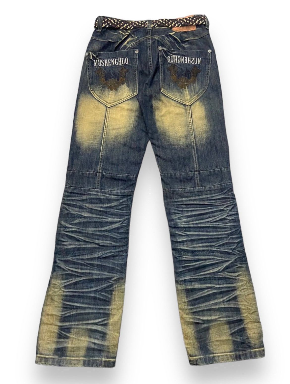 Japanese Brand Mushenghuo Japan Mud Wash Denim Pants With Belt Size US 32 / EU 48 - 2 Thumbnail