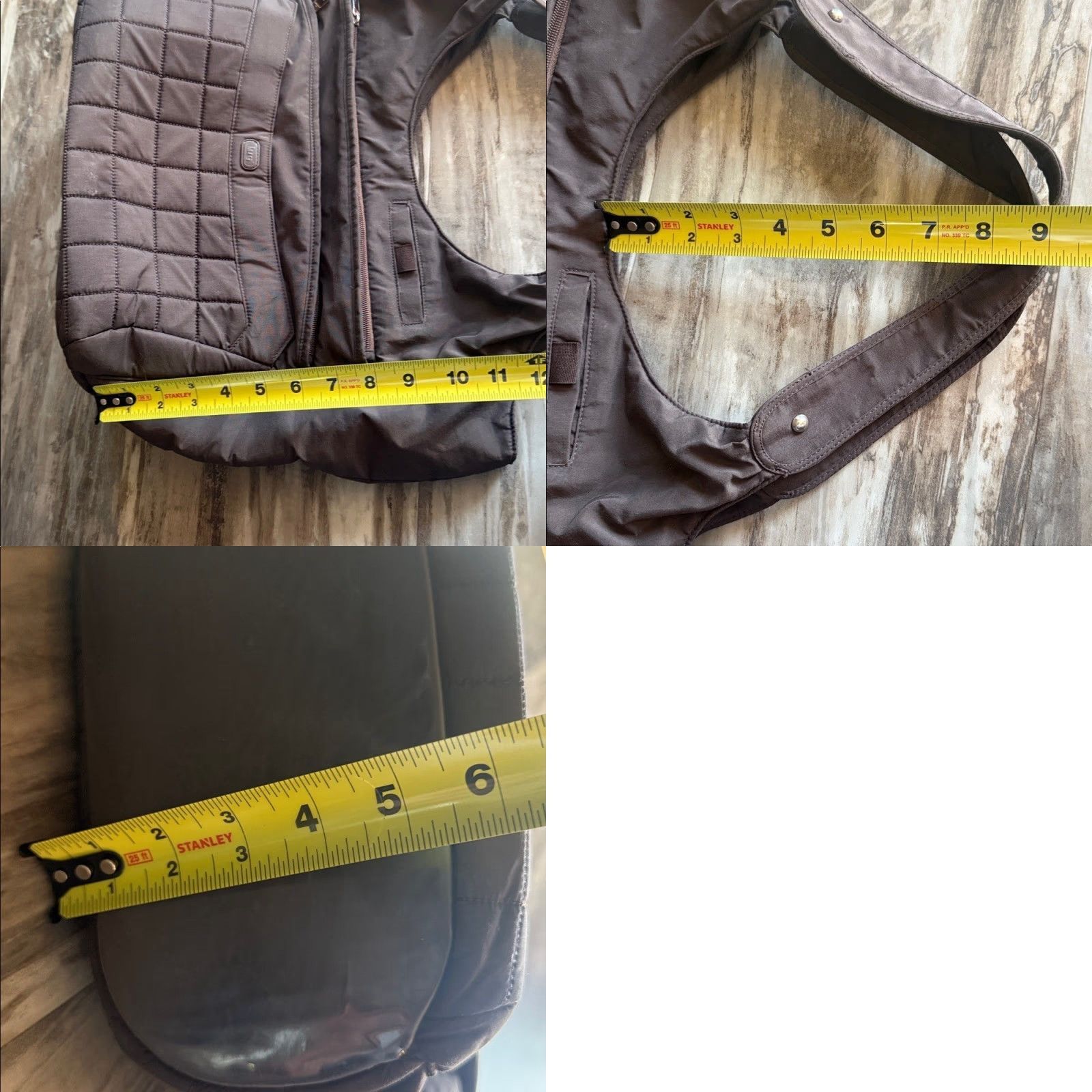 Vintage Lug Bag Purse Shoulder Parachute Large Brown Quilted 2 Handle Compartments Bag Purse Brown Lug Logo Inside Zippers Work Well Size ONE SIZE - 9 Thumbnail