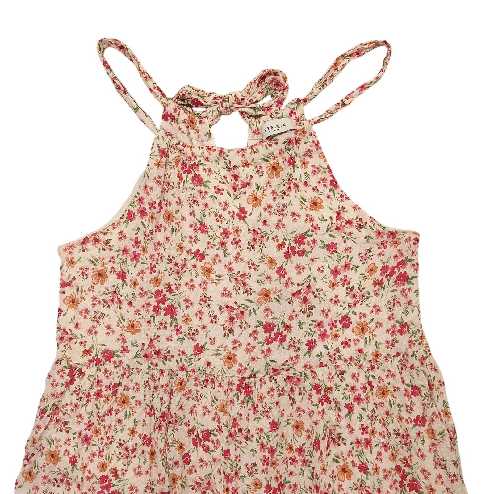 & Other Stories Gilli Sun Dress S Women's Lined Red Floral Back Tie Rayon Size S / US 4 / IT 40 - 2 Thumbnail