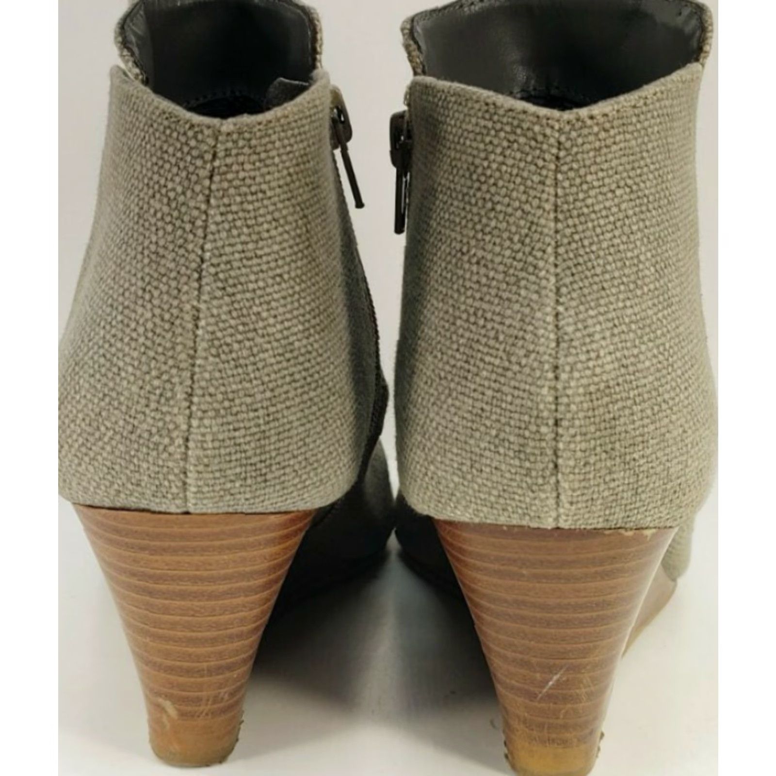 Vintage City Classified Gray Canvas Booties Open Toe Women's Size 7 Side Zip Wedge Heel Size US 7 / IT 37 - 6 Thumbnail