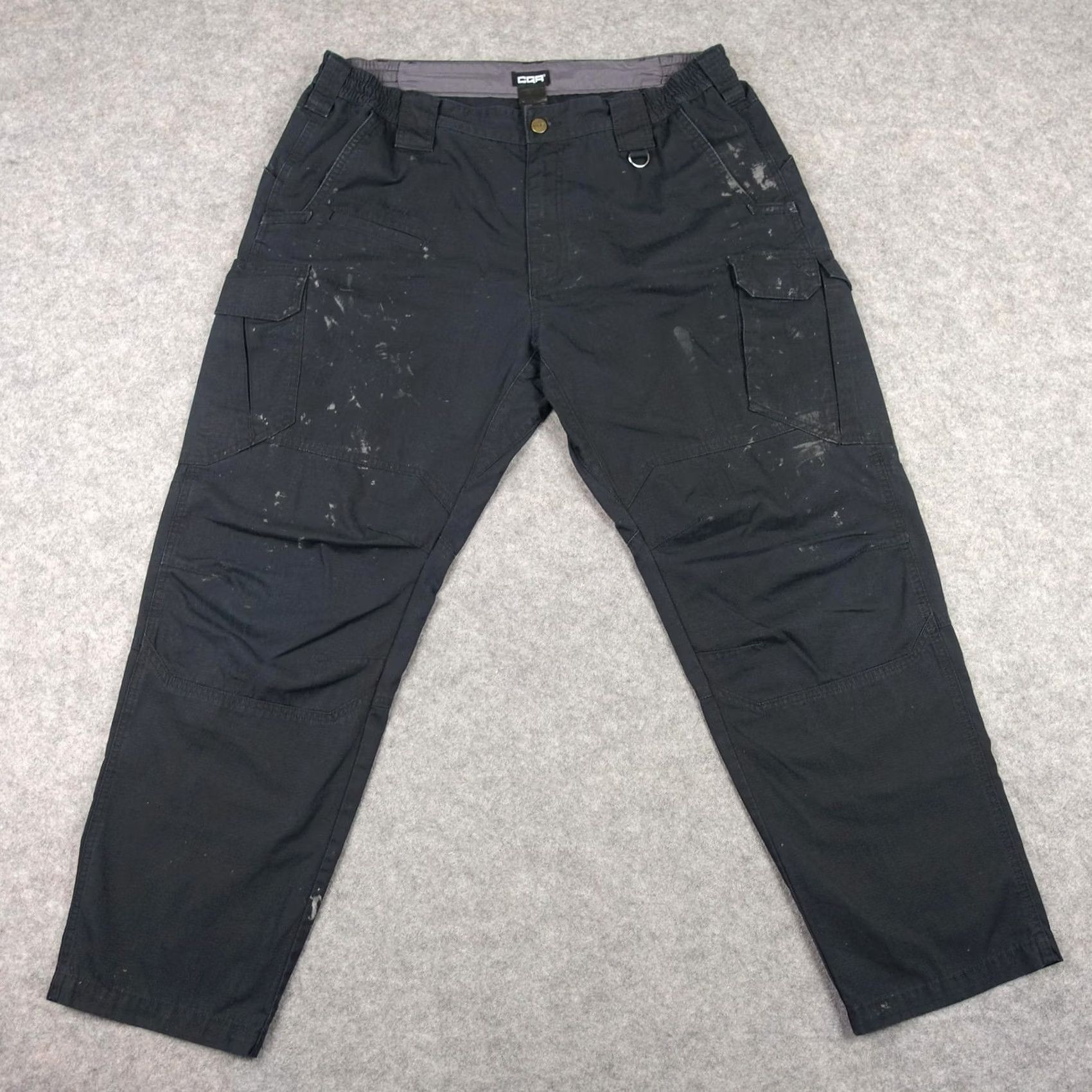 Vintage CQR Cargo Pants Mens 35x29 Black Tactical Workwear Elastic Waist Pockets Utility Pants Straight 29in Inseam Mens Regular Size US 35 - 2 Thumbnail