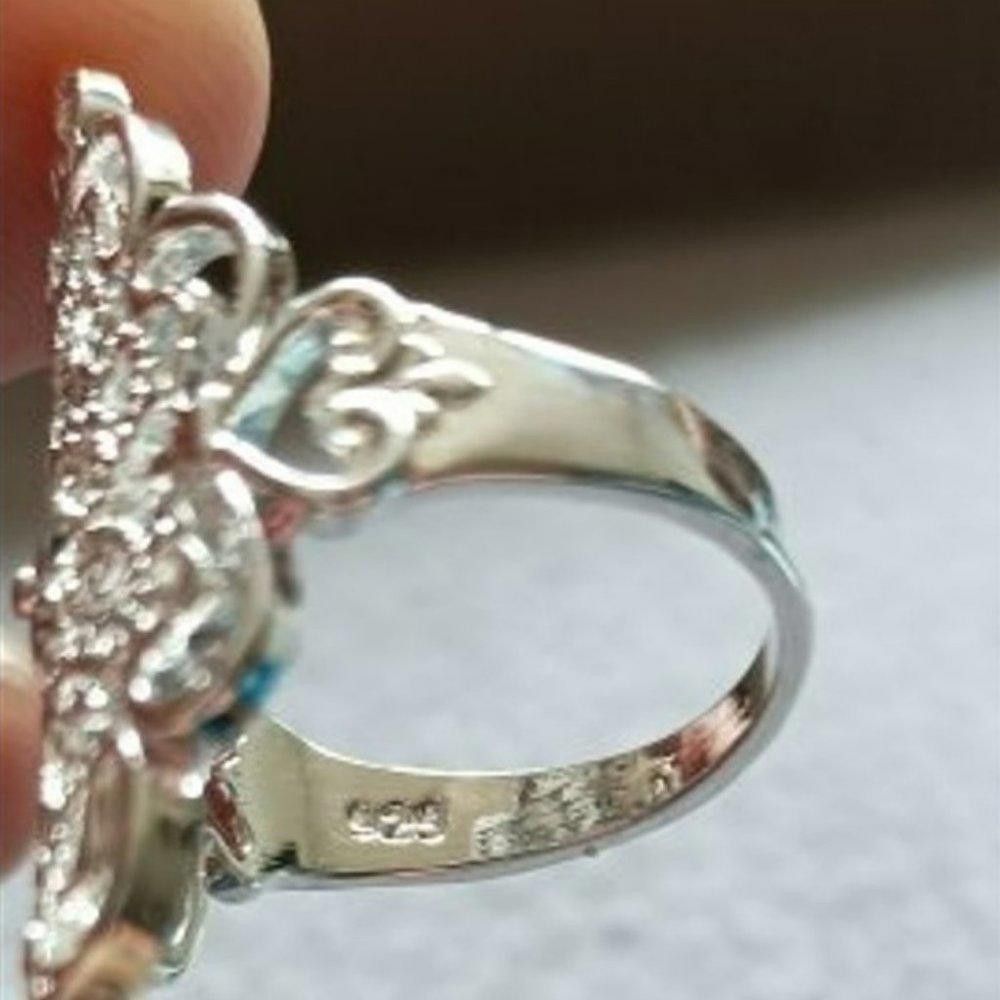 Designer 925 Sterling Silver Big Hollow Retro Ring - Size 7 Size ONE SIZE - 6 Thumbnail