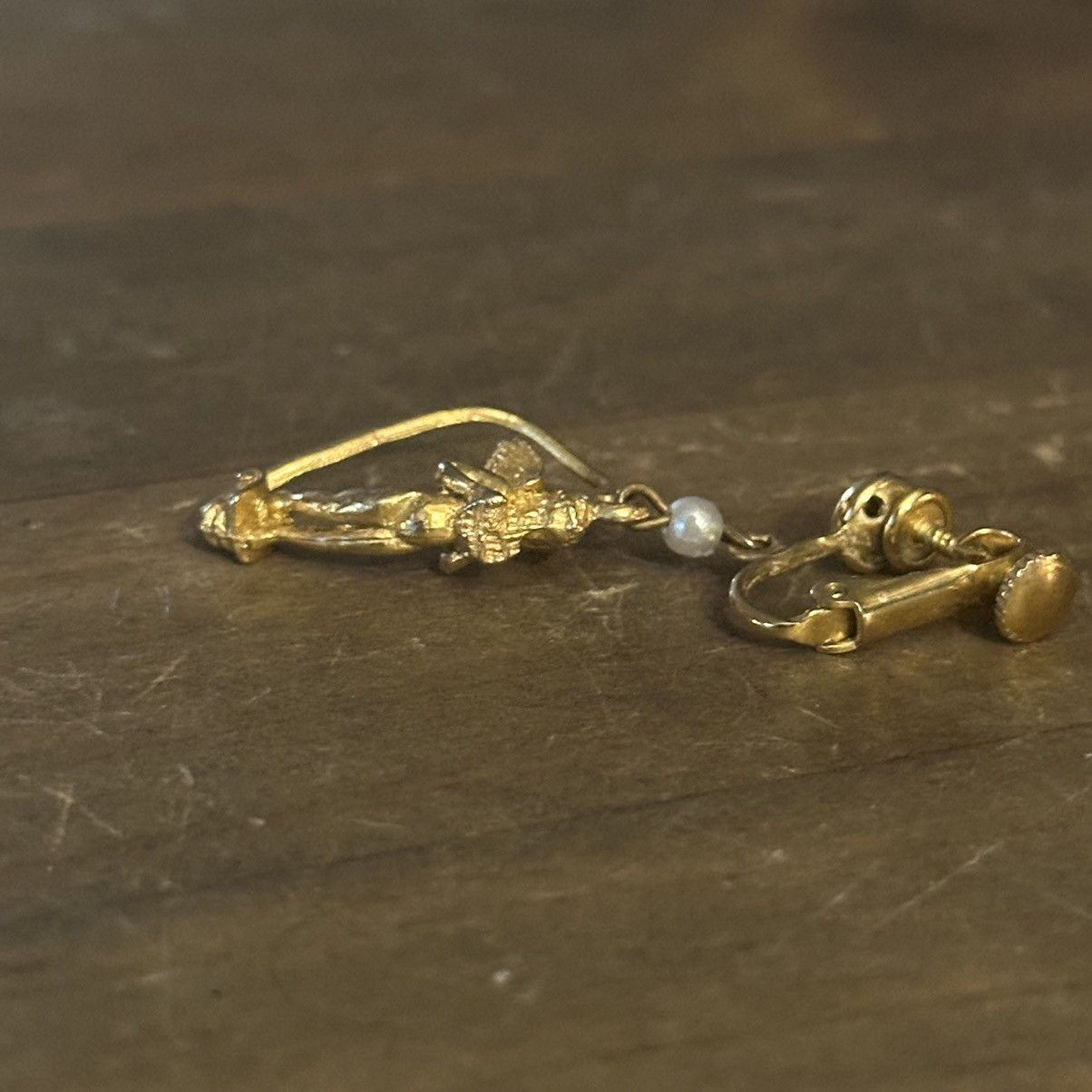 Vintage Vintage cherub harp dangle screw back earrings Size ONE SIZE - 2 Thumbnail