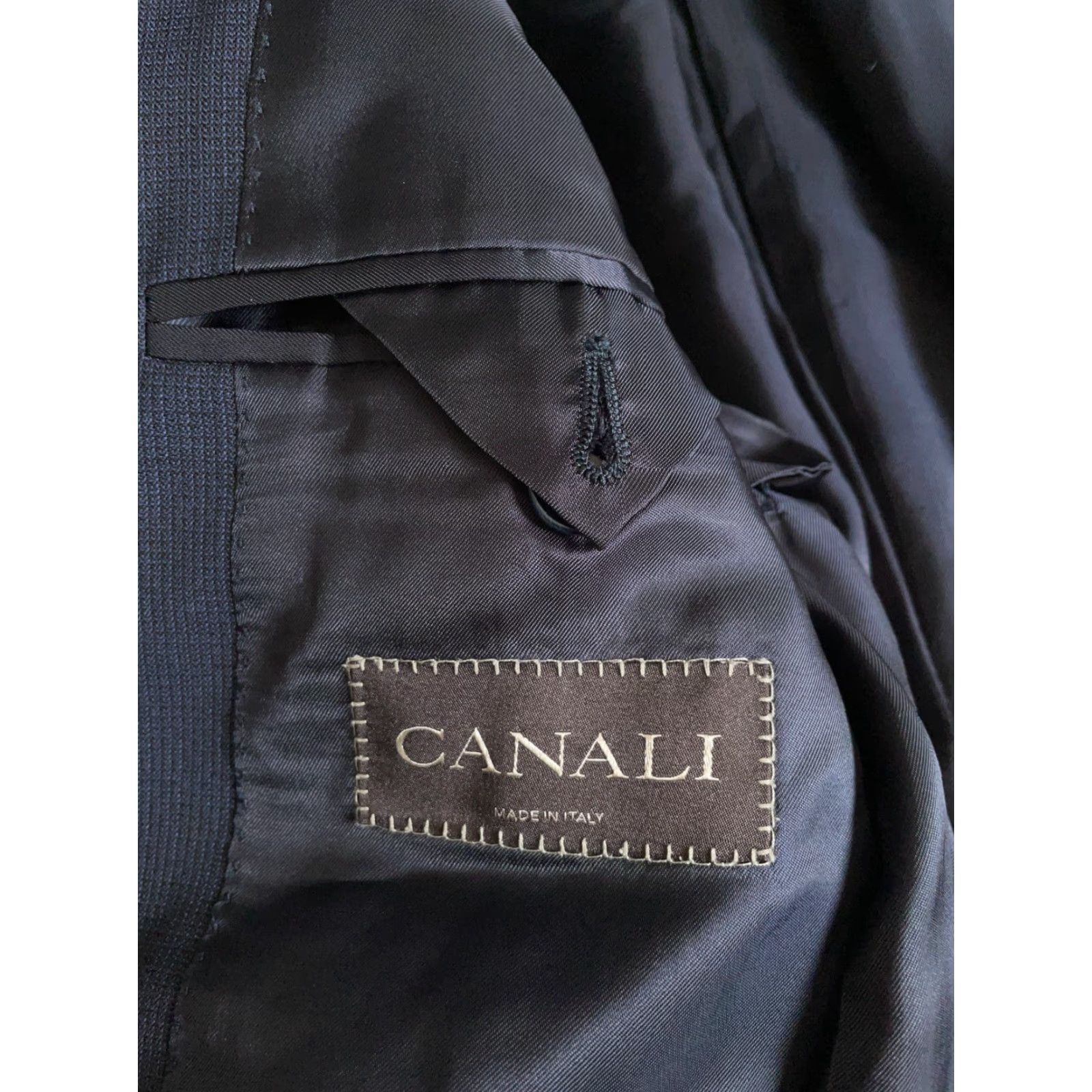 Canali Canali Wool Blazer Men's Regular 44 Dark Blue Solid 2 Button Preppy Classic Italy Size 44R - 3 Thumbnail