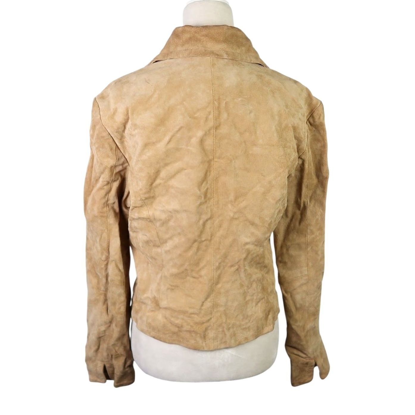 Vintage VINTAGE Live A Little Tan Suede Leather Blazer Jacket S Women Long Sleeve Button Closure Bohemian 90s/Boho Fall Winter Spring Casual Size S / US 4 / IT 40 - 4 Thumbnail
