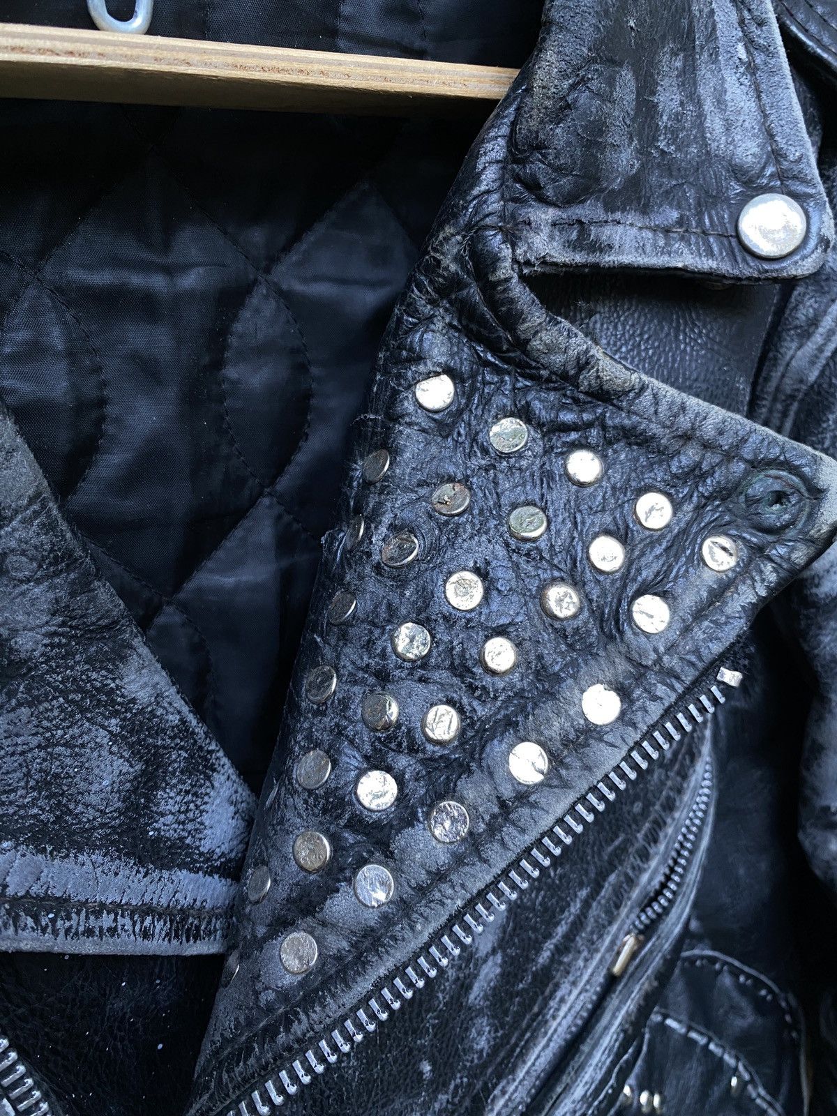 Vintage Unique 80s D Pocket Studded Custom Punk Leather Biker Jacket Size US M / EU 48-50 / 2 - 11 Thumbnail
