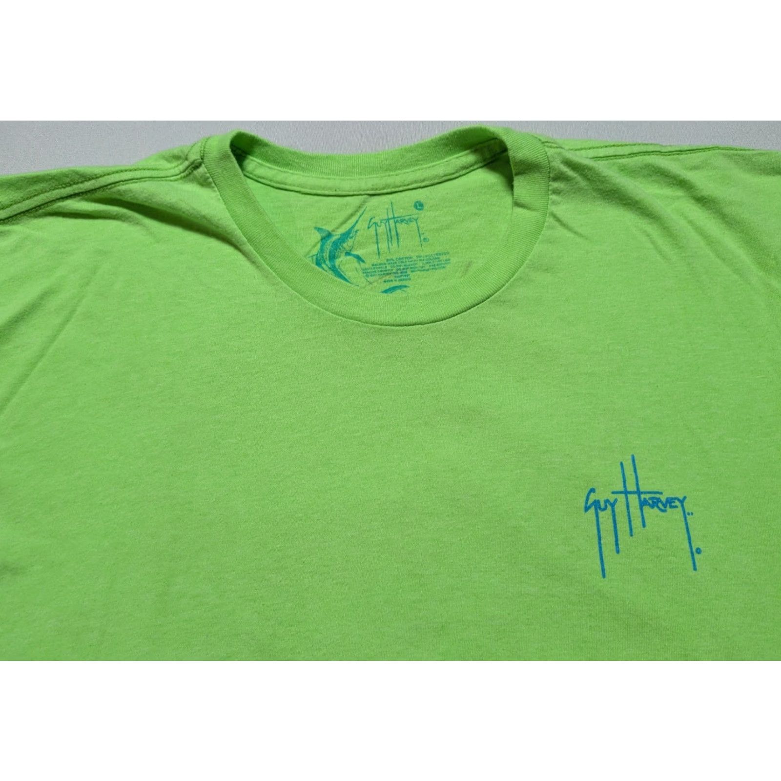 Guy Harvey Guy Harvey Lime Green Chainsaw T-Shirt - Men L Green Graphic Print Crew Neck Short Sleeve Shirt Mens Size US L / EU 52-54 / 3 - 4 Thumbnail