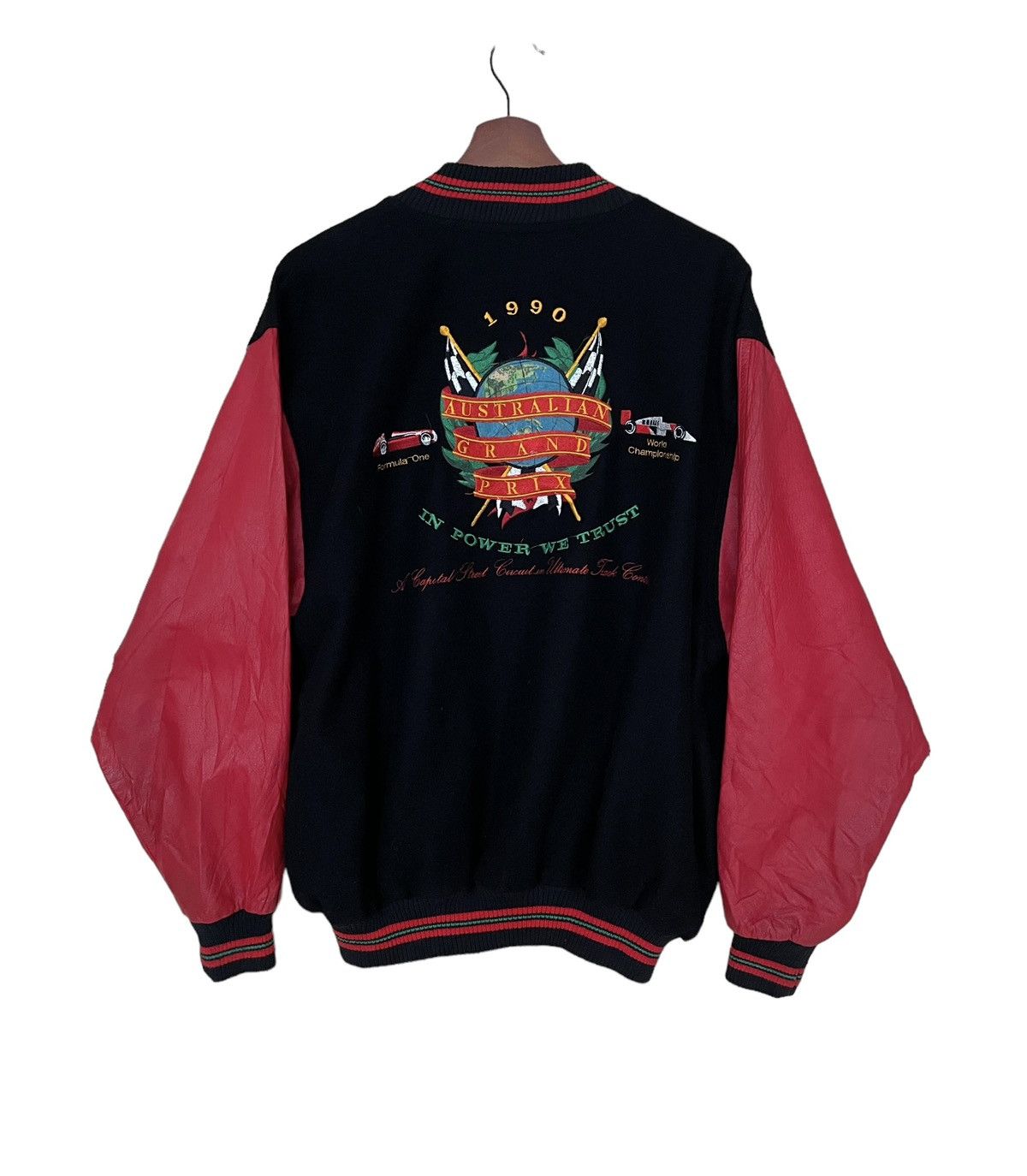 Vintage Vintage Formula One Grand Prix Leather Varsity 1990s Size US L / EU 52-54 / 3 - 2 Thumbnail