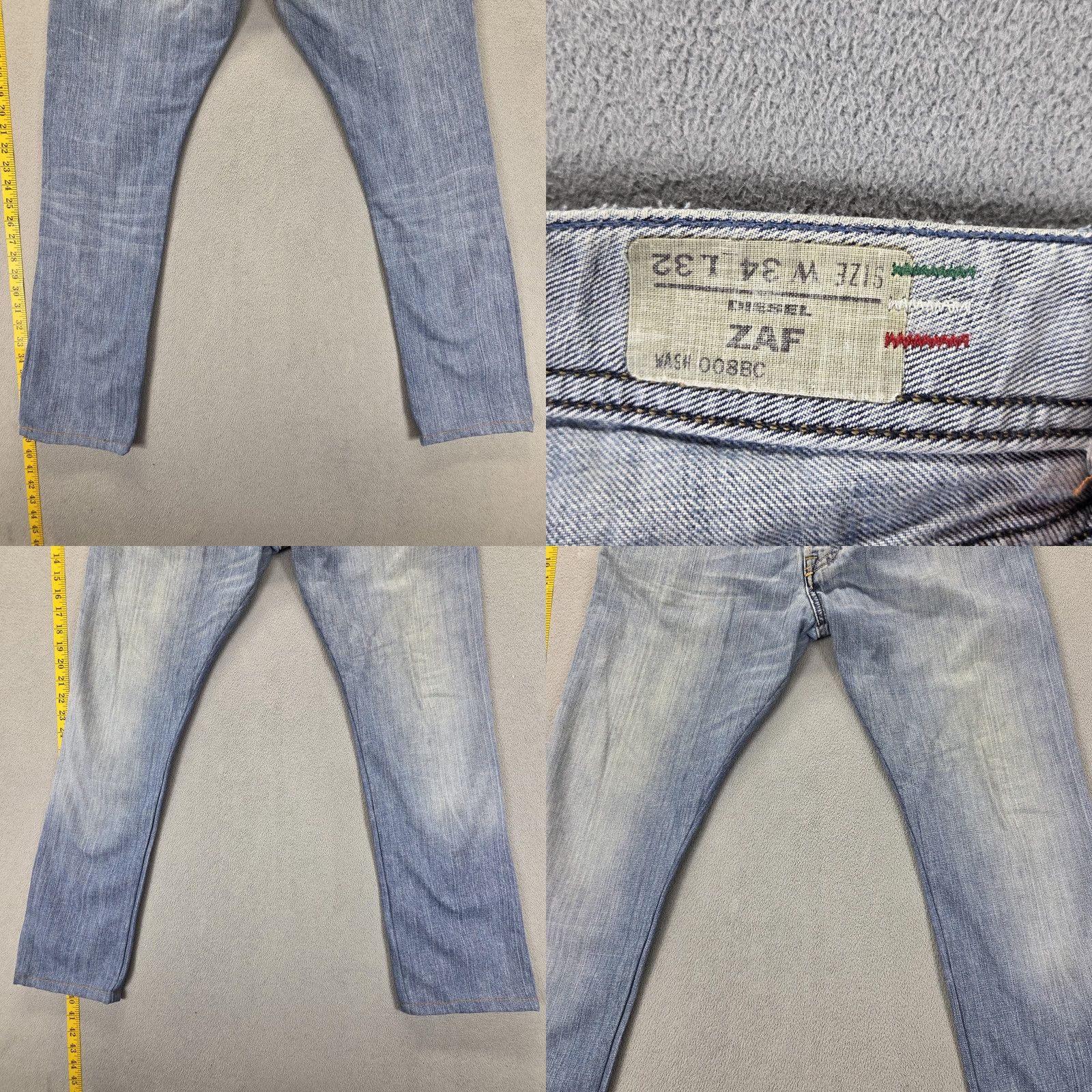 Diesel Diesel Jeans Mens Blue Light Wash Straight 30x28 Denim ZAF Italy Distressed Pockets Logo Regular Fit Vintage: No Gender: Mens Size US 30 / EU 46 - 8 Thumbnail