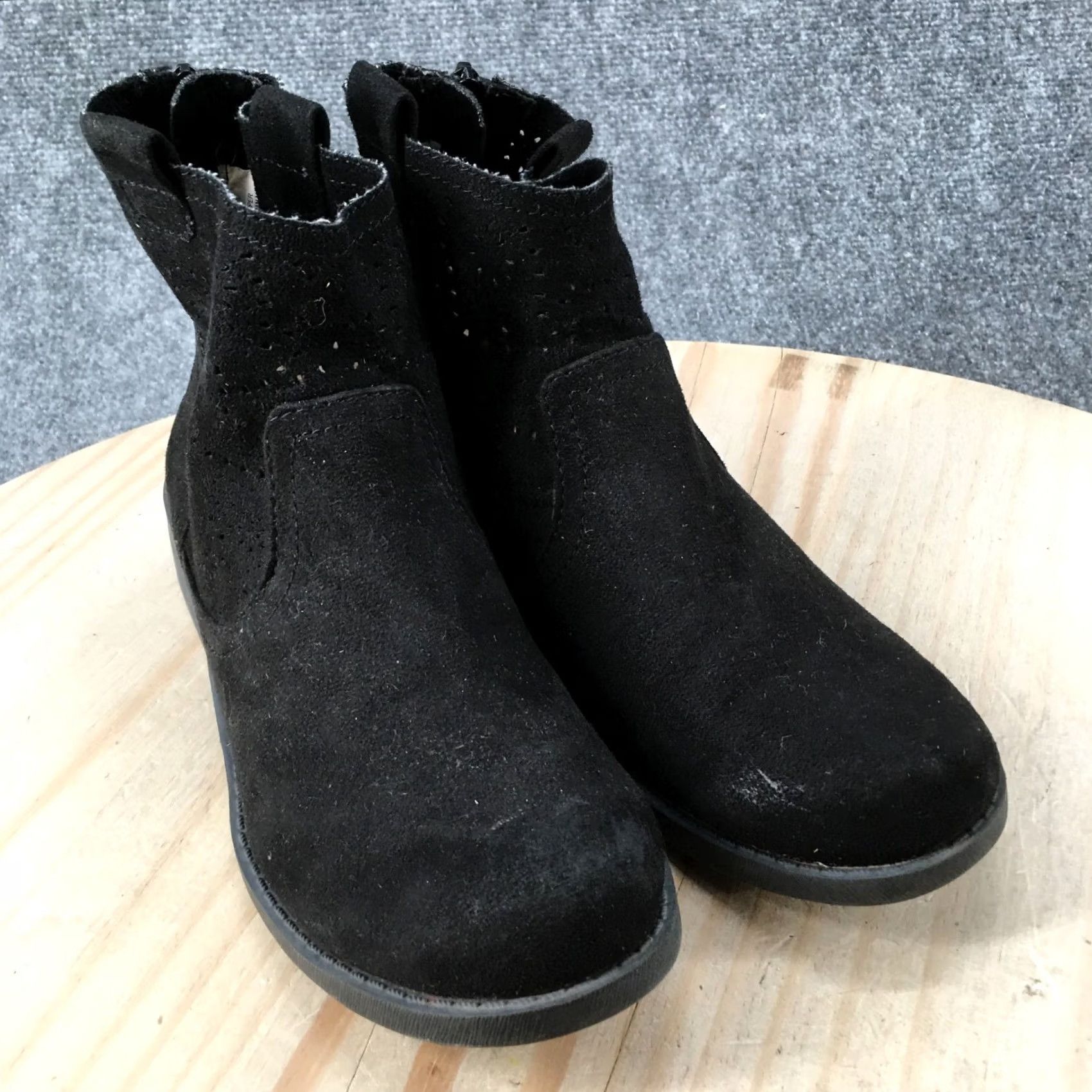 Vintage Arizona Boots Womens 7.5 M Ankle Booties Black Fabric Back Zipper Casual Heels Size US 8 / IT 38 - 3 Thumbnail