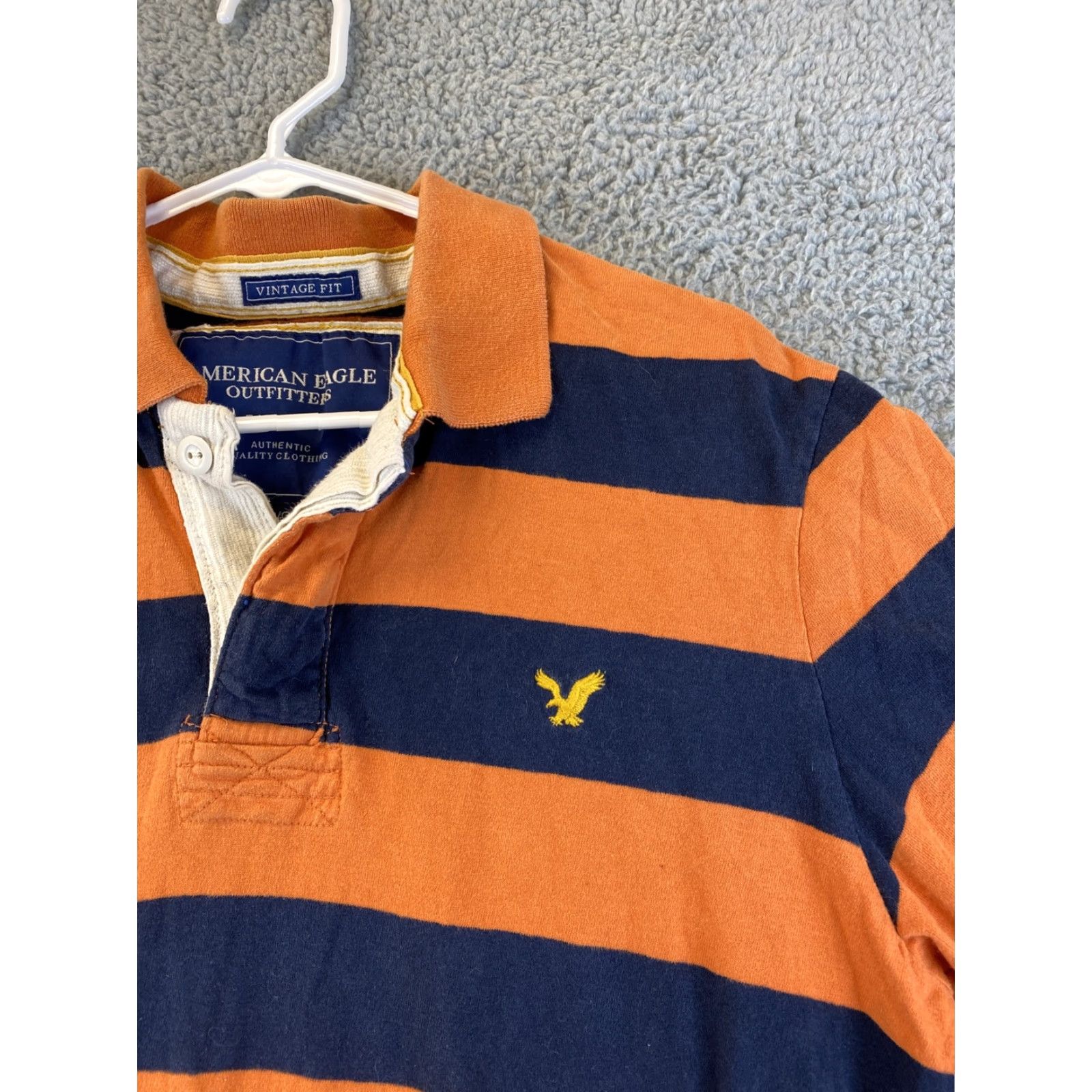 American Eagle Outfitters American Eagle Polo Shirt Men's L Short Sleeve Striped Logo Orange Mens Size US L / EU 52-54 / 3 - 2 Thumbnail