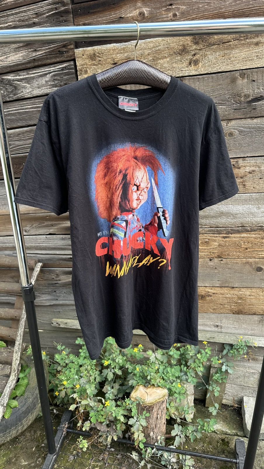 Band Tees VINTAGE Y2K CHUCKY WANNA PLAY? MOVIE HORROR BONES Size US XL / EU 56 / 4 - 3 Thumbnail