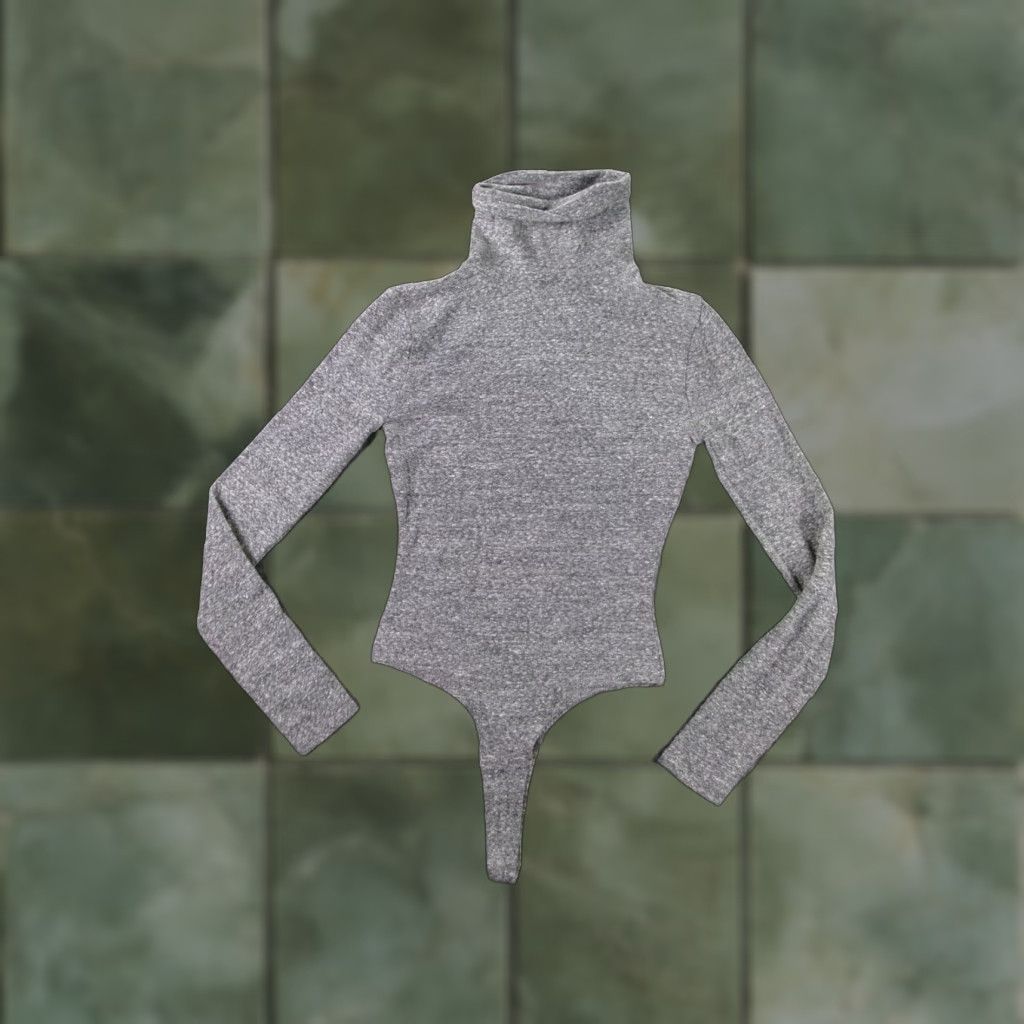 Madewell Madewell Bodysuit XS Women Gray Turtleneck Long Sleeve Snap Closure Knit Top Size XS / US 0-2 / IT 36-38 - 1 Thumbnail