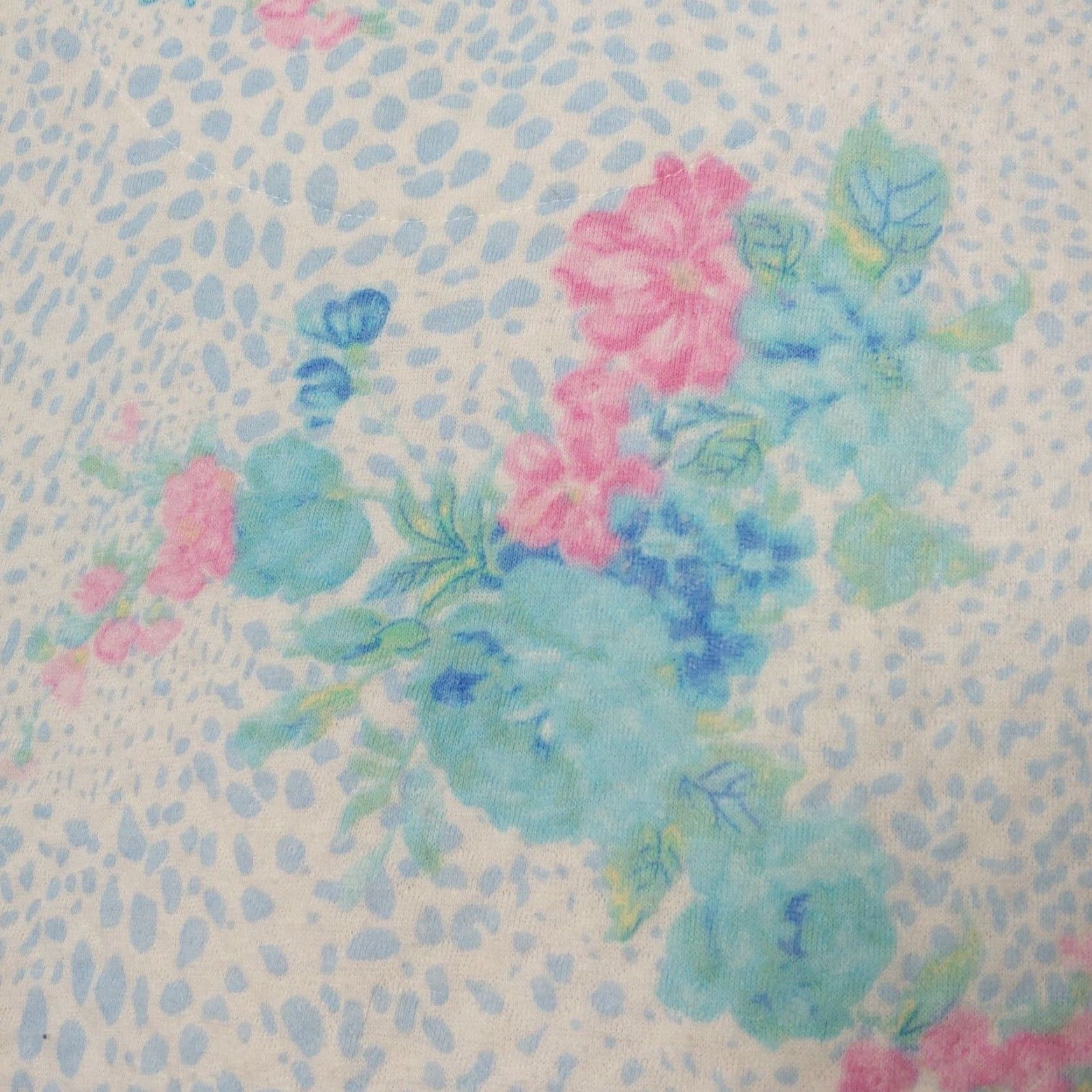 Vintage VINTAGE House Coat Full Zip L/XL Knit Quilted White Blue Floral Grannycore Women Size L / US 10 / IT 46 - 2 Thumbnail