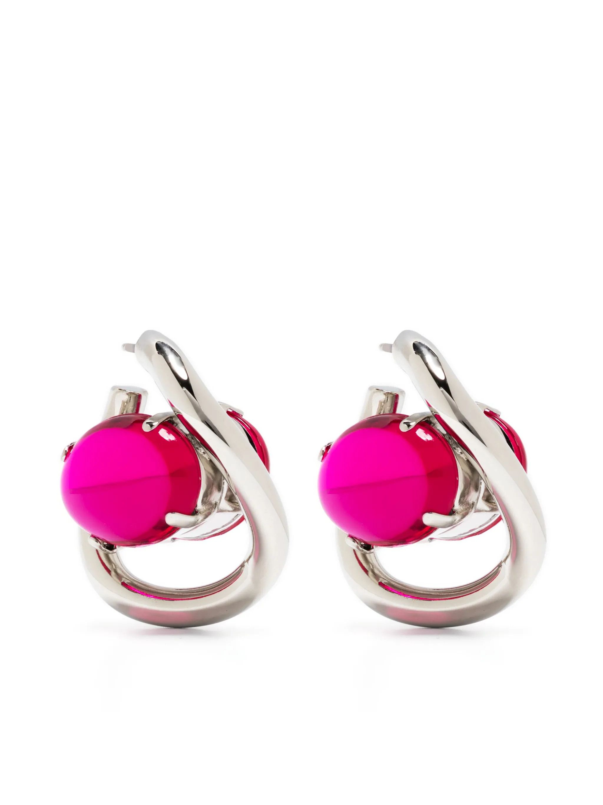 Marni o1f1d3z0725 Size: OS / Twisted-Hoop Earrings in Silver/Pink Size ONE SIZE - 1 Thumbnail