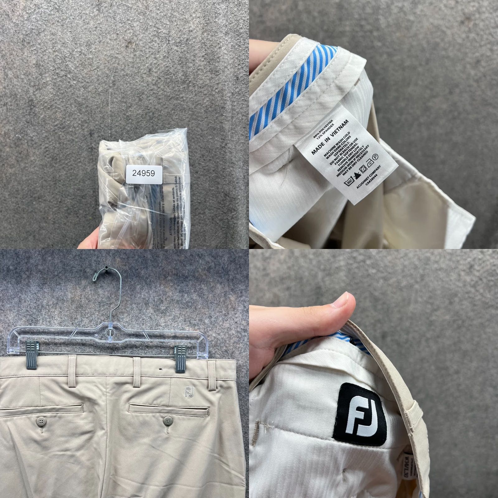 Footjoy FootJoy Pants Men 34x30 Khaki Chino Pleated Polyester Spandex Casual Trousers Size US 34 / EU 50 - 8 Thumbnail
