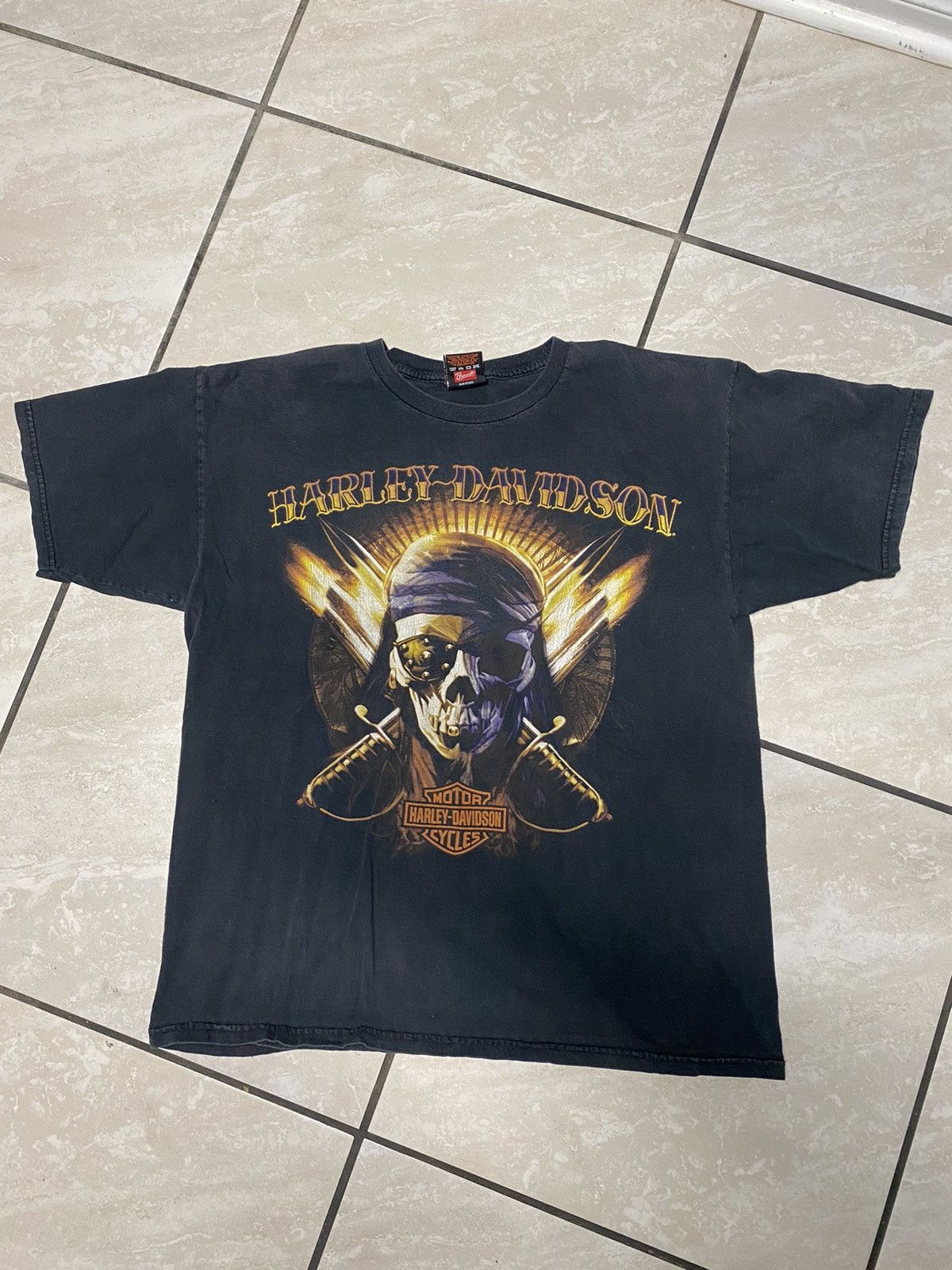 Chemise Harley Davidson Vintage Y2K Homme Taille L - Imprimé Carte Poker, Marron Pin-up