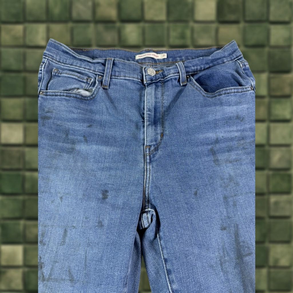 Levi's Levi's Jeans Women's 31x32 Blue Denim Distressed 724 High Rise Straight 5-Pocket Denim Jeans Woman Blue Size 24" / US 00 / IT 34 - 1 Thumbnail