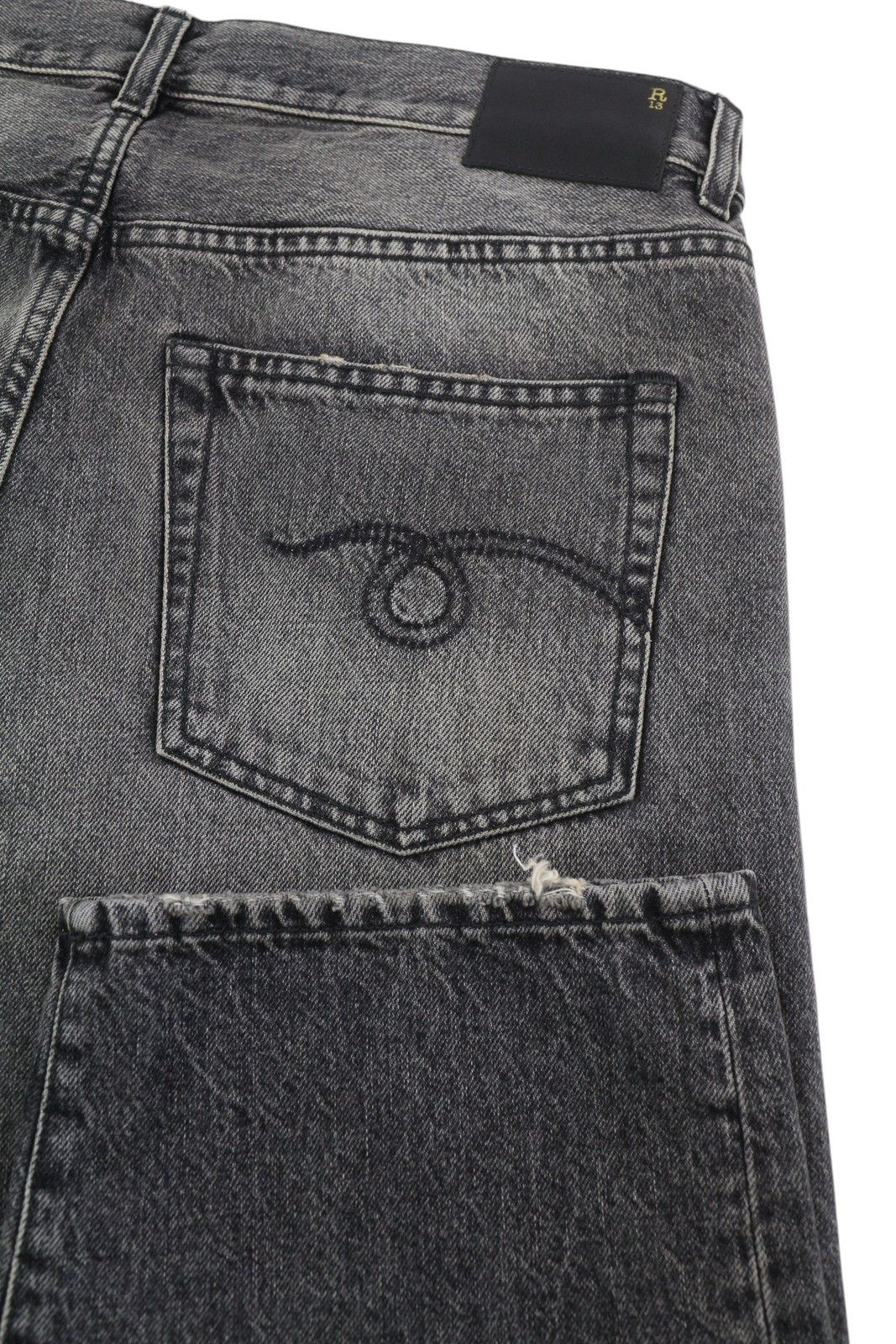R13 BOYFRIEND 29 Zip Fly Washed Leyton Black 84486 Size 29" - 5 Thumbnail