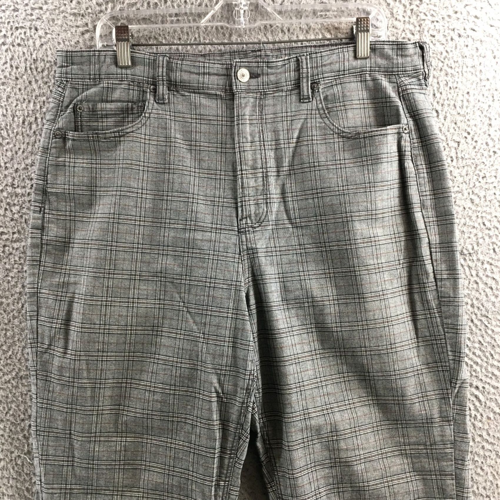 American Eagle Outfitters American Eagle Outfitters Mom Straight Pants Womens 18R Gray Plaid Cotton Blend High Rise Size 40" / US 18 - 2 Thumbnail