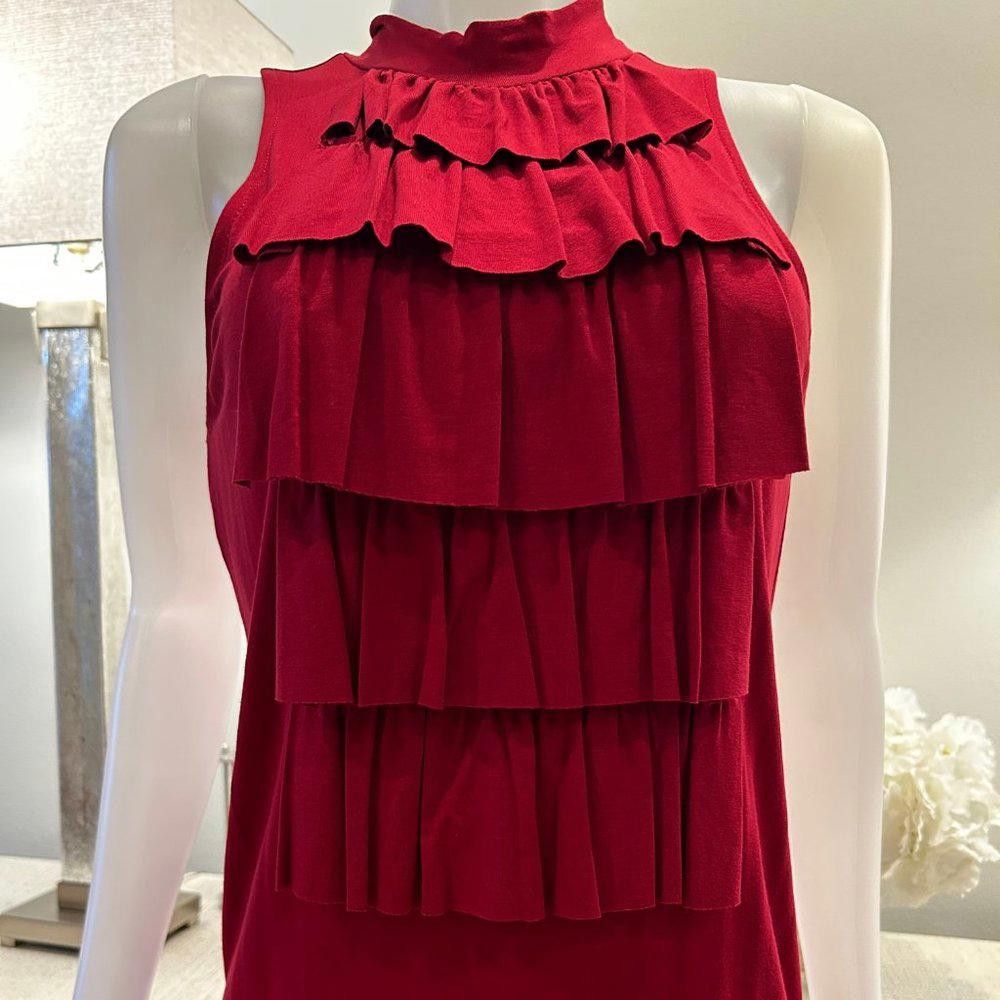 Michael Stars Michael Stars Sleeveless Ruffle Front Red Dress Size M / US 6-8 / IT 42-44 - 5 Thumbnail