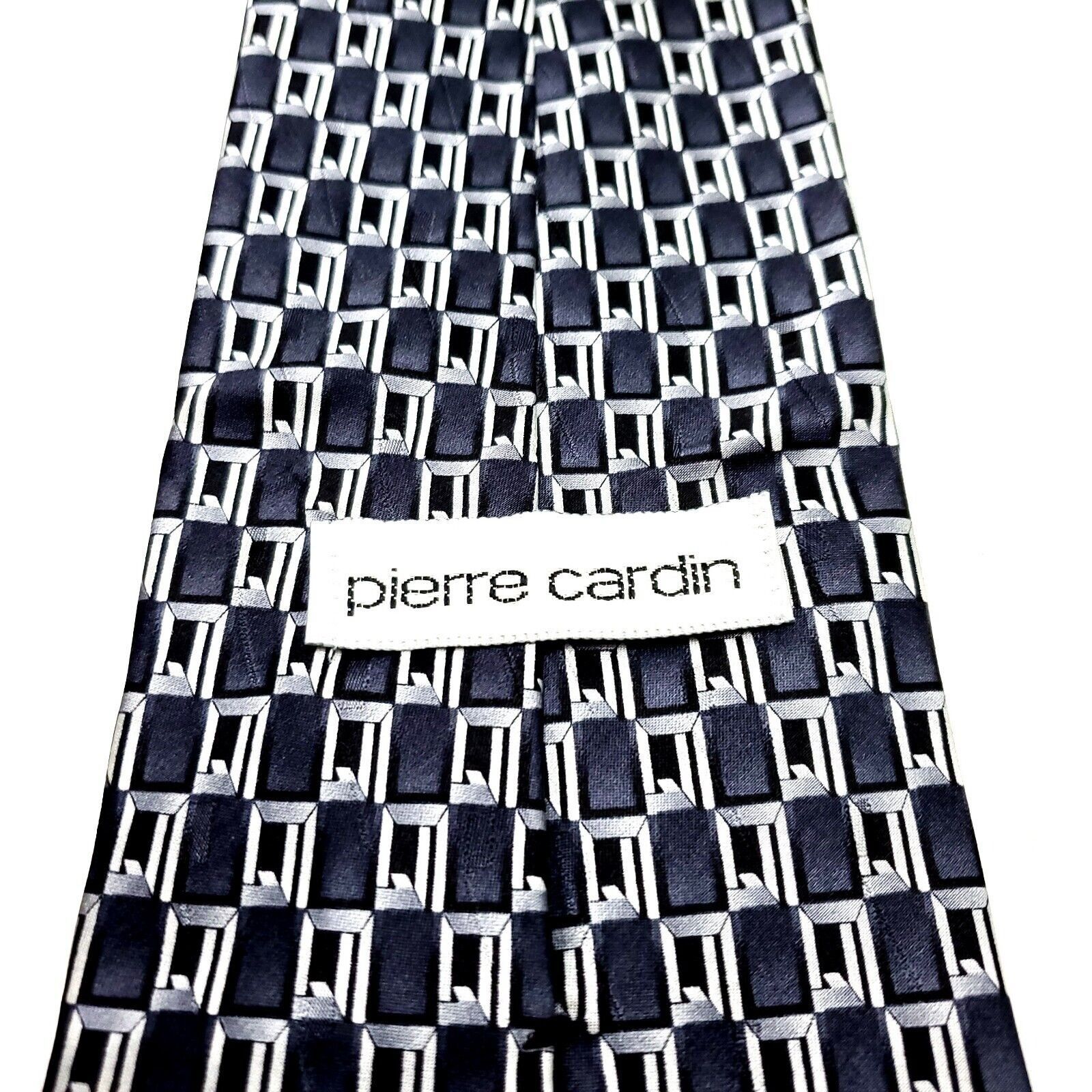 Pierre Cardin Pierre Cardin Silk Tie Gray Geometric Print Short Wide Size ONE SIZE - 3 Thumbnail