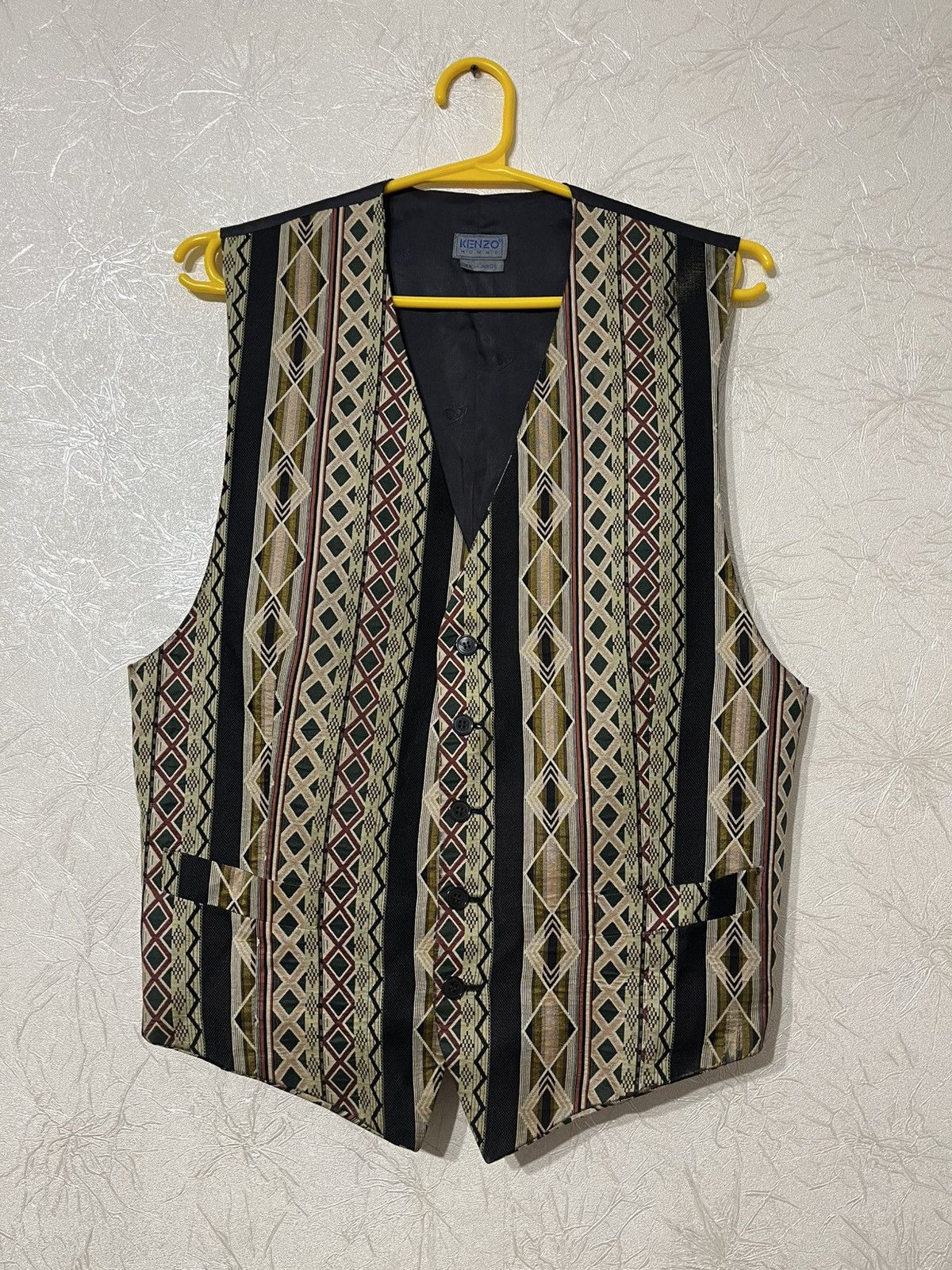 Kenzo Kenzo Homme Vintage 100% Silk Pattern Vest Made in France Size 46R - 1 Thumbnail