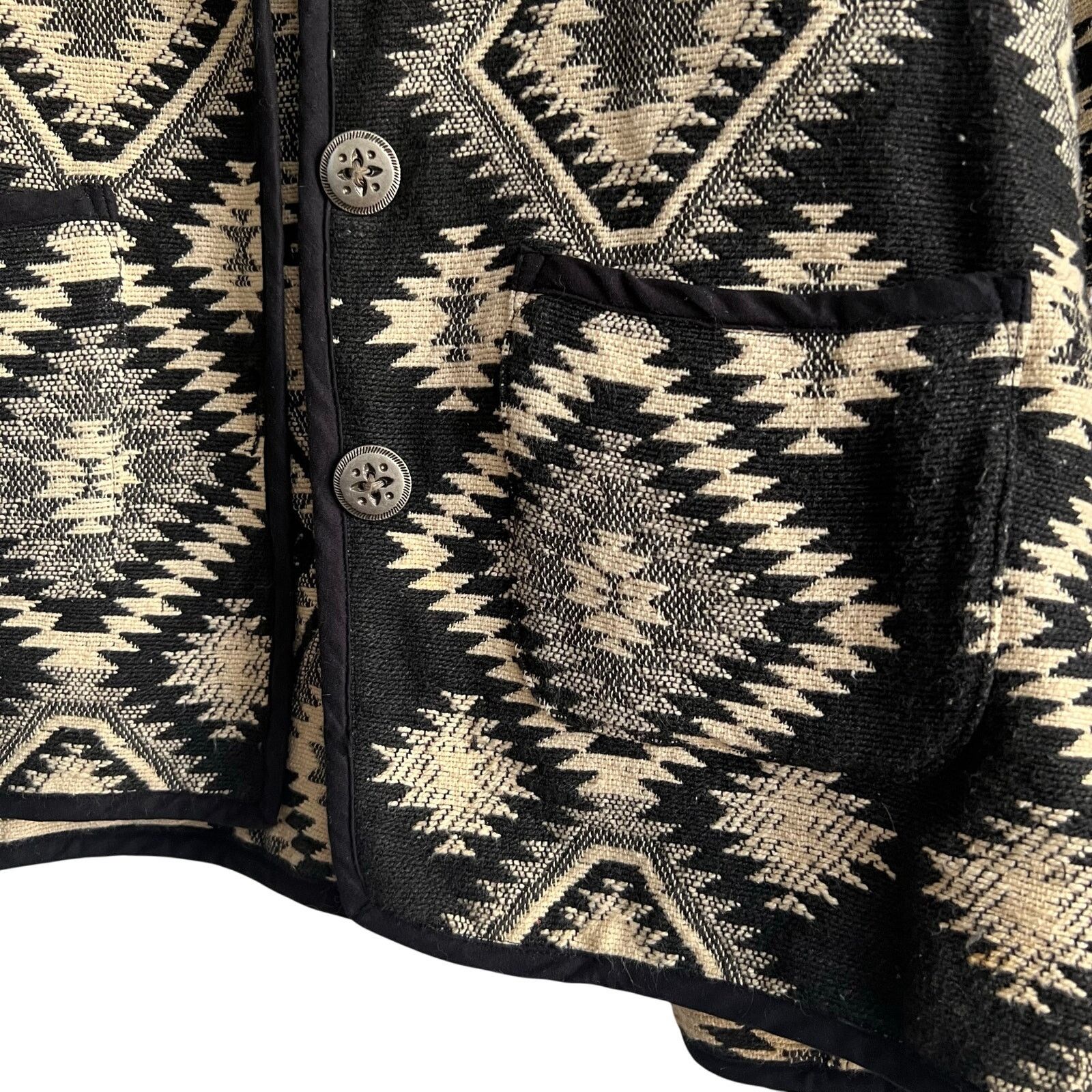Other Vintage Jane Ashley Cross Knit Aztec black N White Jacket XL Size US XL / EU 56 / 4 - 4 Thumbnail