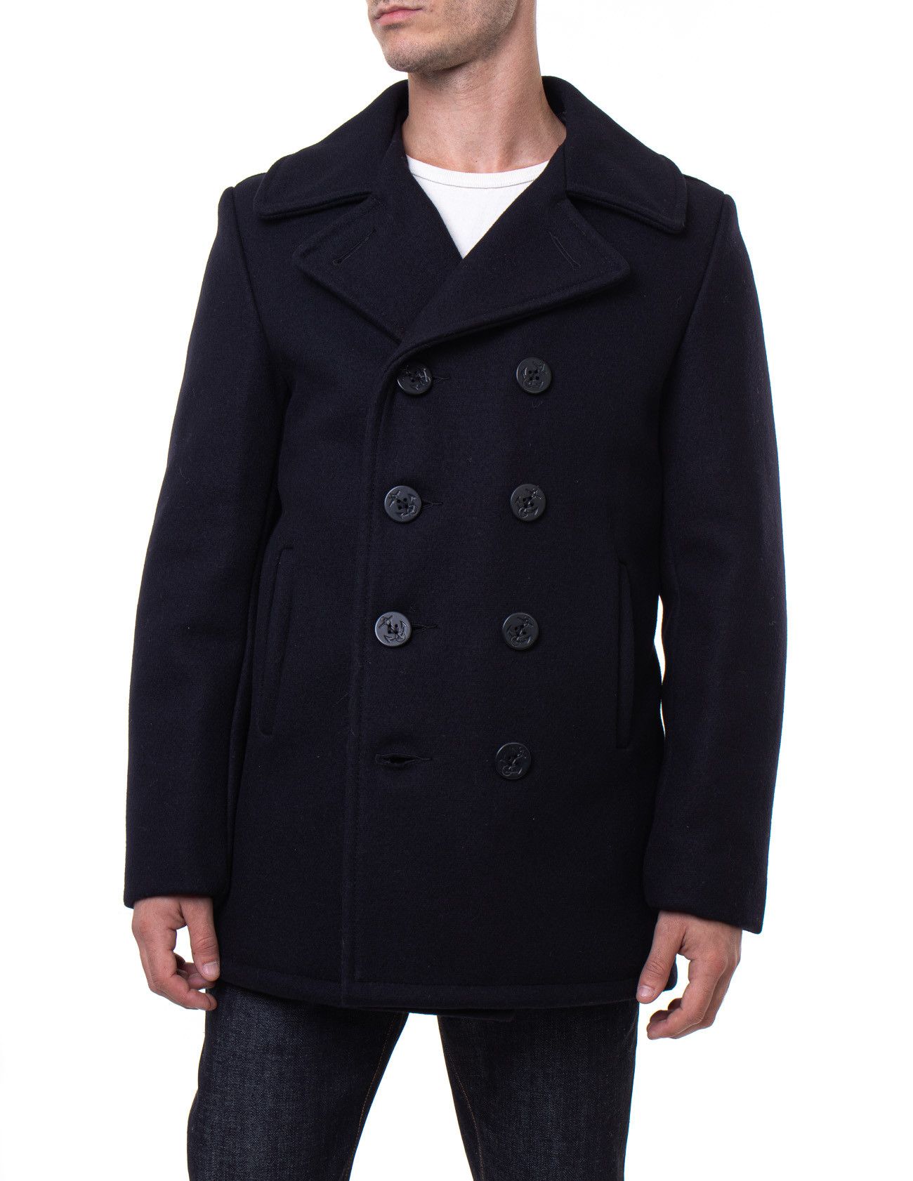 Schott Vintage 740 Schott classic melton wool black Peacoat Size US XXS / EU 40 - 1 Thumbnail