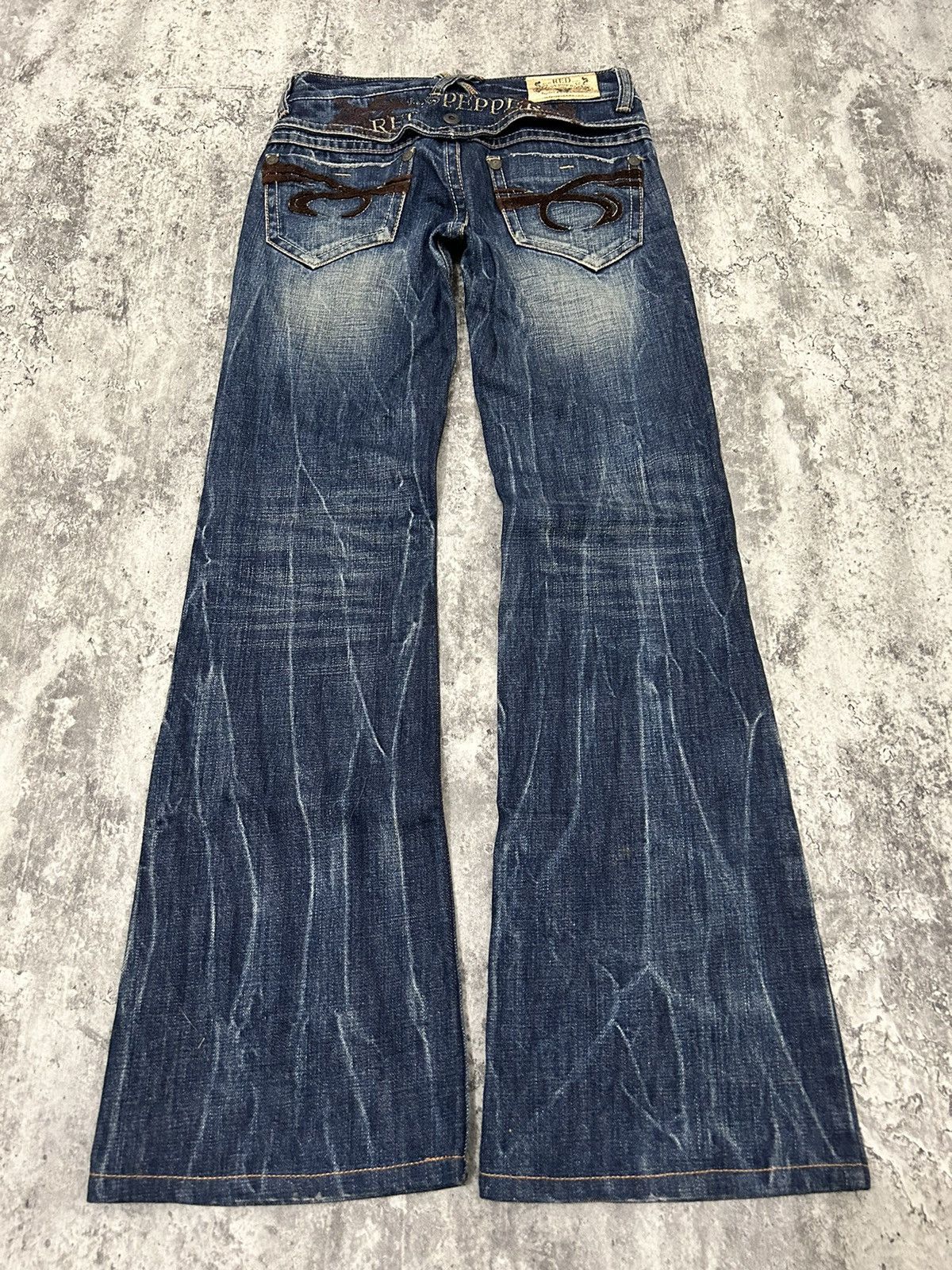 If Six Was Nine × Le Grande Bleu (L.G.B.) × Tornado Mart Red Pepper Gold Label Acid Wash Flare Jeans Size US 28 / EU 44 - 3 Thumbnail