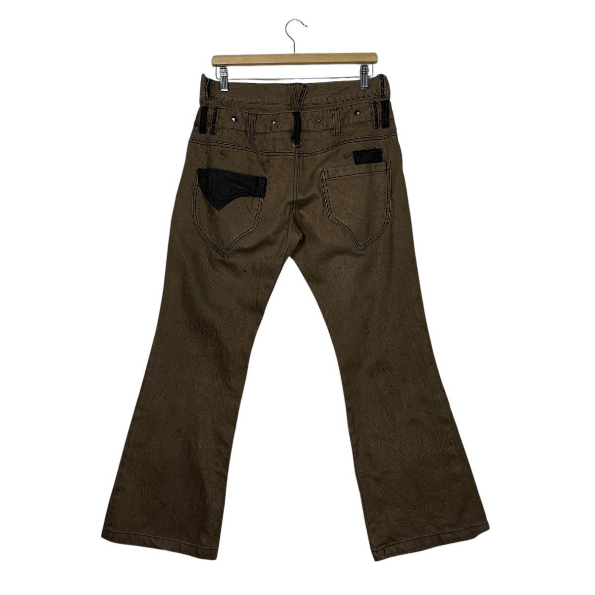 Japanese Brand Vintage Blobo By Blue Double Waist Flare Pants Size 33" - 7 Thumbnail