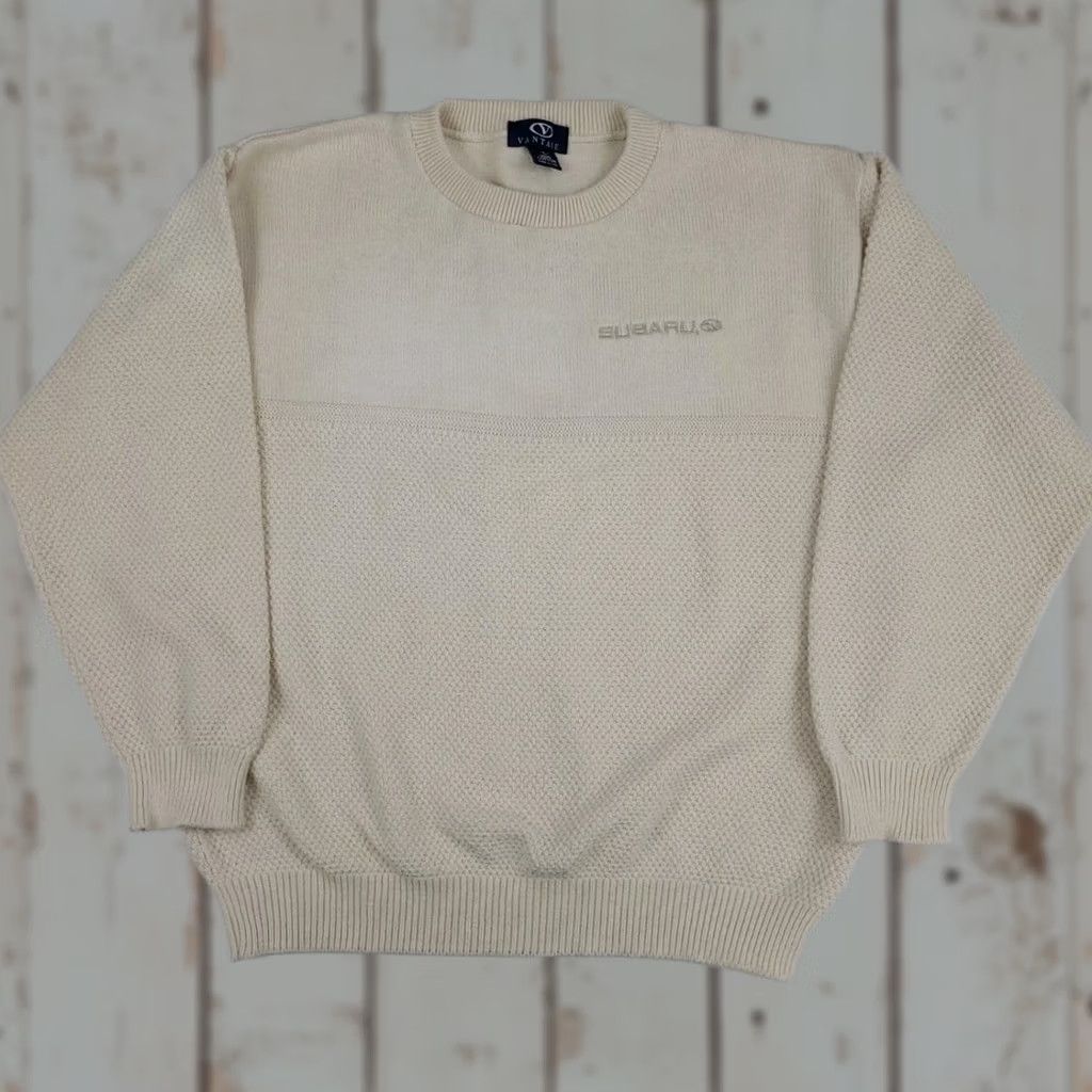 Vintage Vintage Subaru Logo Sweater Cotton Knit Cream USA Made Car Sport Vtg Size US M / EU 48-50 / 2 - 1 Thumbnail