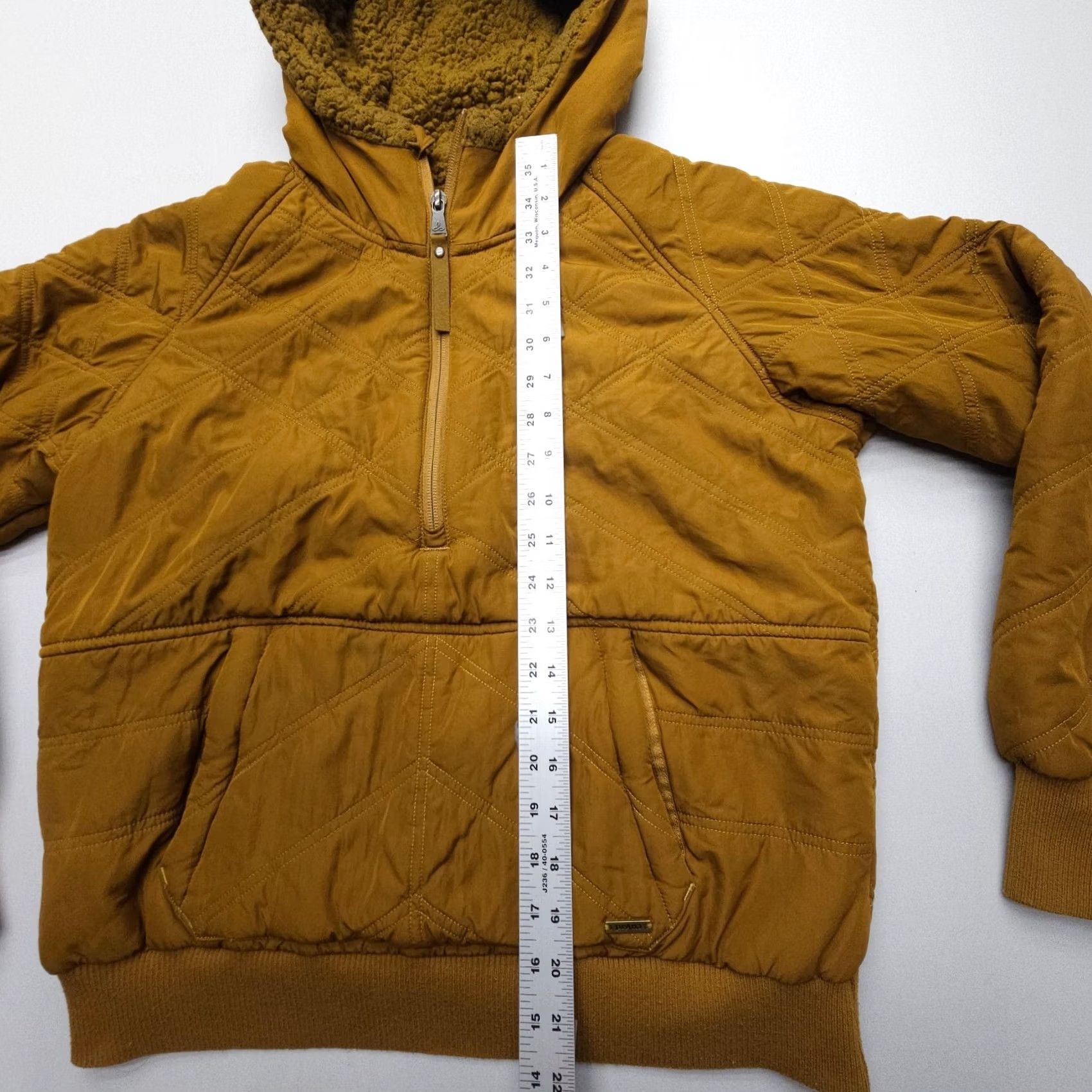Prana Prana Esla Half Zip Pullover Womens Small Bronze Hooded Anorak Lined Quilted Full Zip Jacket Subtle Stain Included Size S / US 4 / IT 40 - 7 Thumbnail