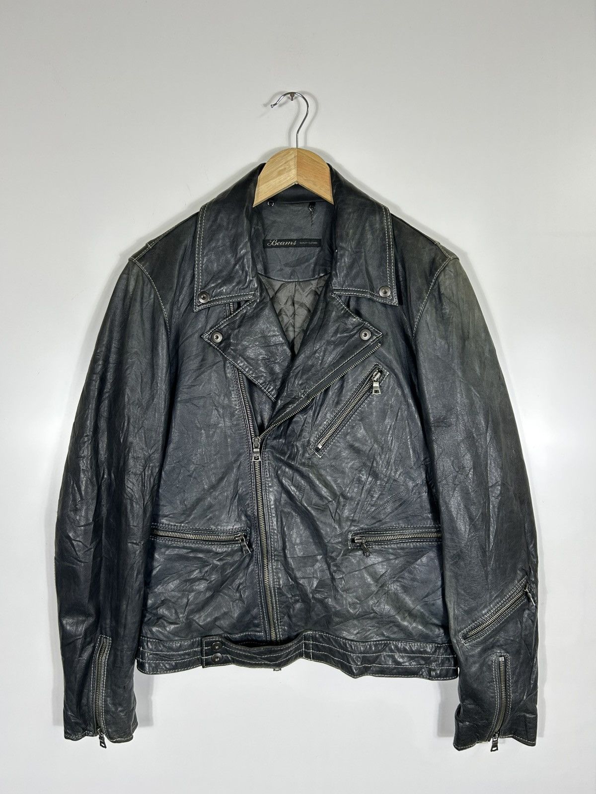 Beams Japan 🔥Beams Japan Leather Riders Double Collar Jacket Size US L / EU 52-54 / 3 - 1 Thumbnail